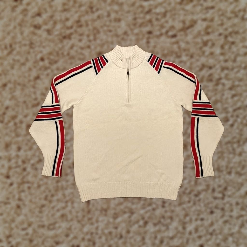Vintage Alps & Meters Alpine Slalom Knit Ski Sweater Ivory Merino Wool Cashmere -Men's L Knit Sweater Pullover Mock Neck Long Sleeve Casual Winter Skiing Mens Size US L / EU 52-54 / 3 - 1 Thumbnail