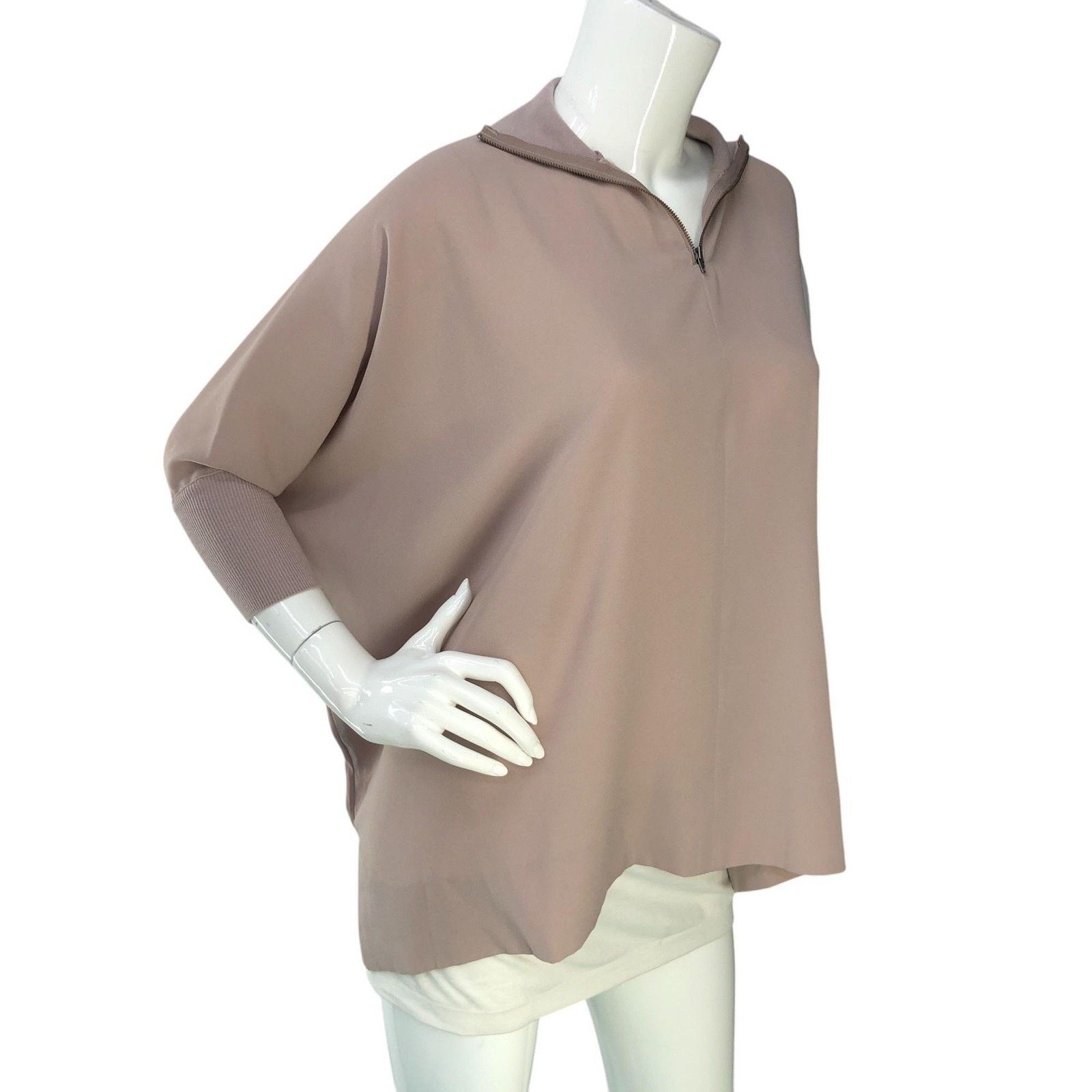Aritzia Babaton Pullover M Pink Half Zip Short Sleeve *TINY FLAW Size M / US 6-8 / IT 42-44 - 11 Thumbnail