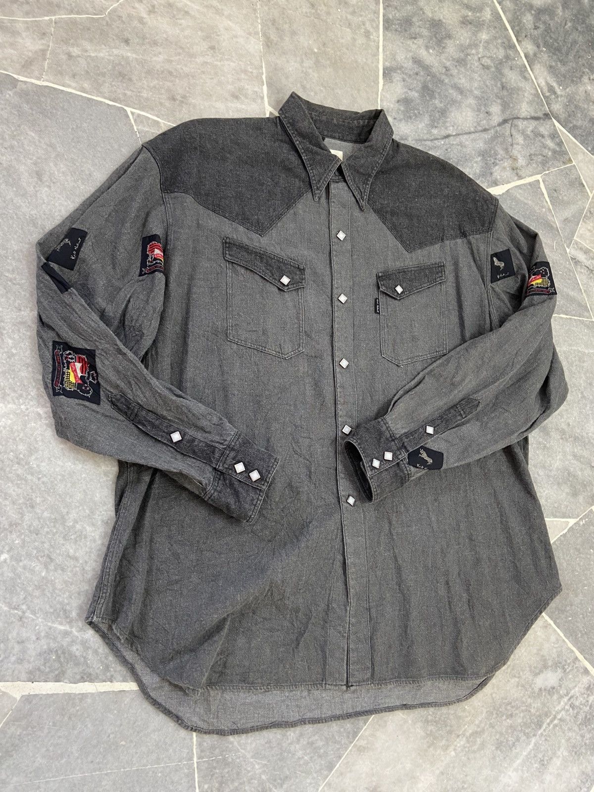 Japanese Brand × Karl Helmut Vintage karl Helmut denim Shirt Button Up Size US L / EU 52-54 / 3 - 4 Thumbnail