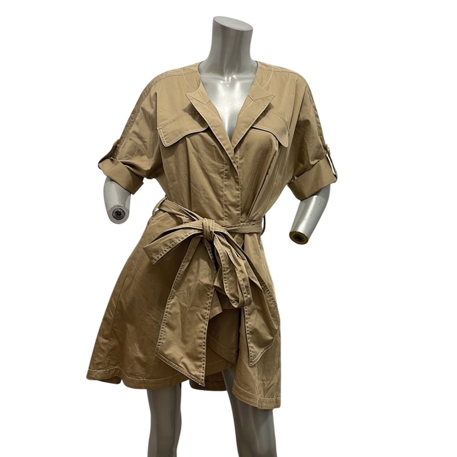 Badgley Mischka Badgley Mischka Belted Khaki Jacket Dress 3/4 Sleeve Size 6 Size M / US 6-8 / IT 42-44 - 1 Thumbnail