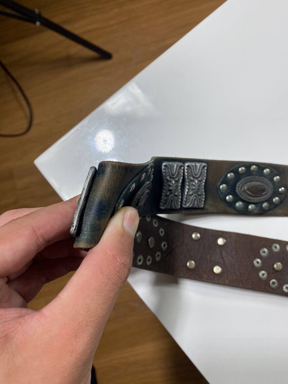 Vintage Vintage leather rhinestones belts BB Simon style punk y2k Size ONE SIZE - 5 Thumbnail