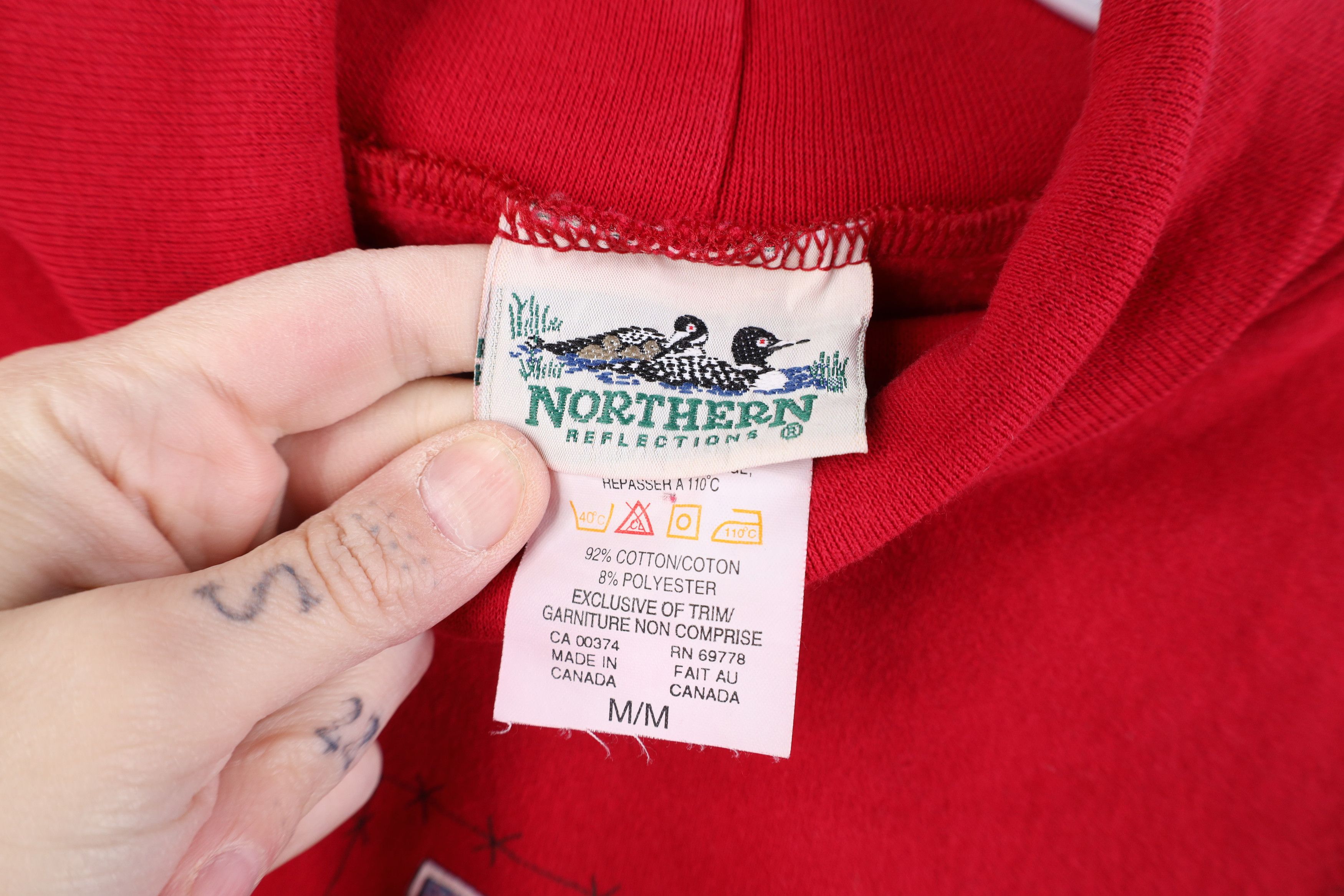 Vintage Vintage 90s Oversized Winter Stamp Turtleneck Sweatshirt Red Size M / US 6-8 / IT 42-44 - 5 Thumbnail