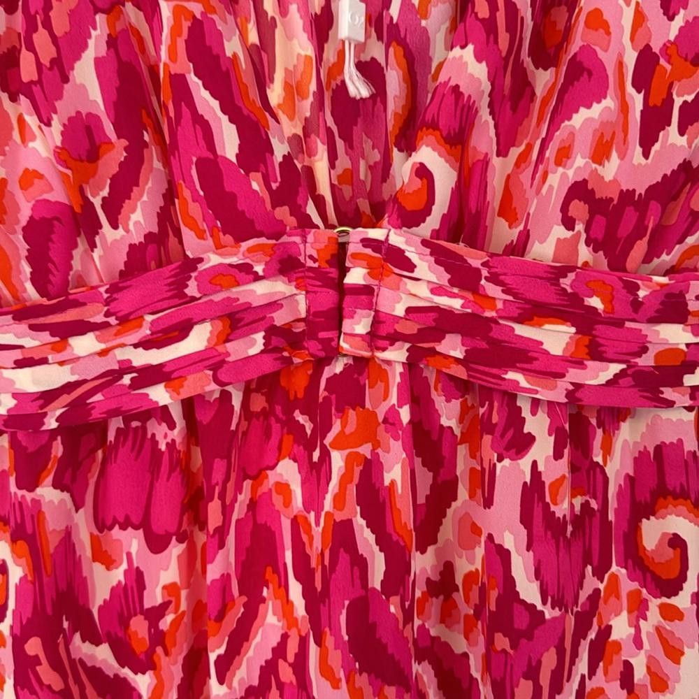 Designer Floral Print Maxi Dress With v Neck in Pink Size S / US 4 / IT 40 - 7 Thumbnail