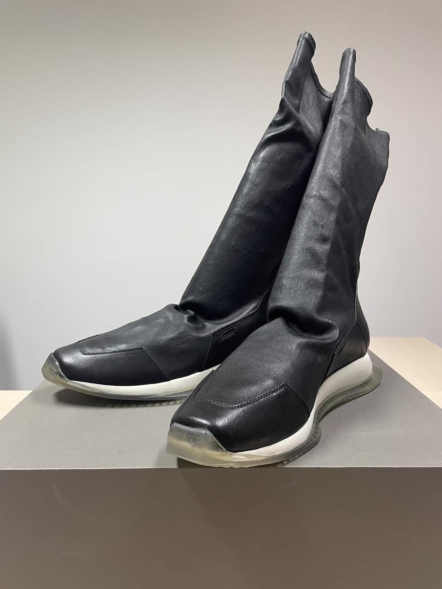 Rick Owens Rick Owens Tank Lambskin High Top Boots with Clear Sole Ｑ21 Size US 7 / EU 40 - 2 Thumbnail