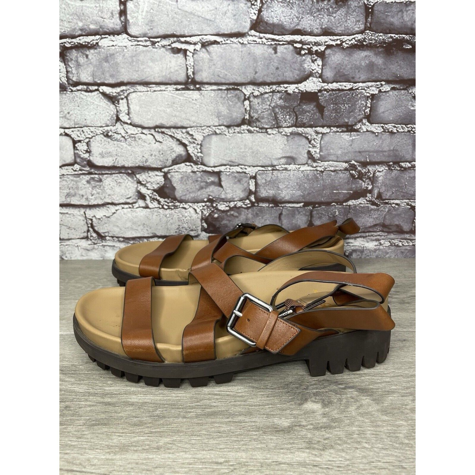Sam Edelman Sam Edelman Eleanora Brown Leather Lug Sole Strap Sandals Wo Size US 11 / IT 41 - 1 Thumbnail