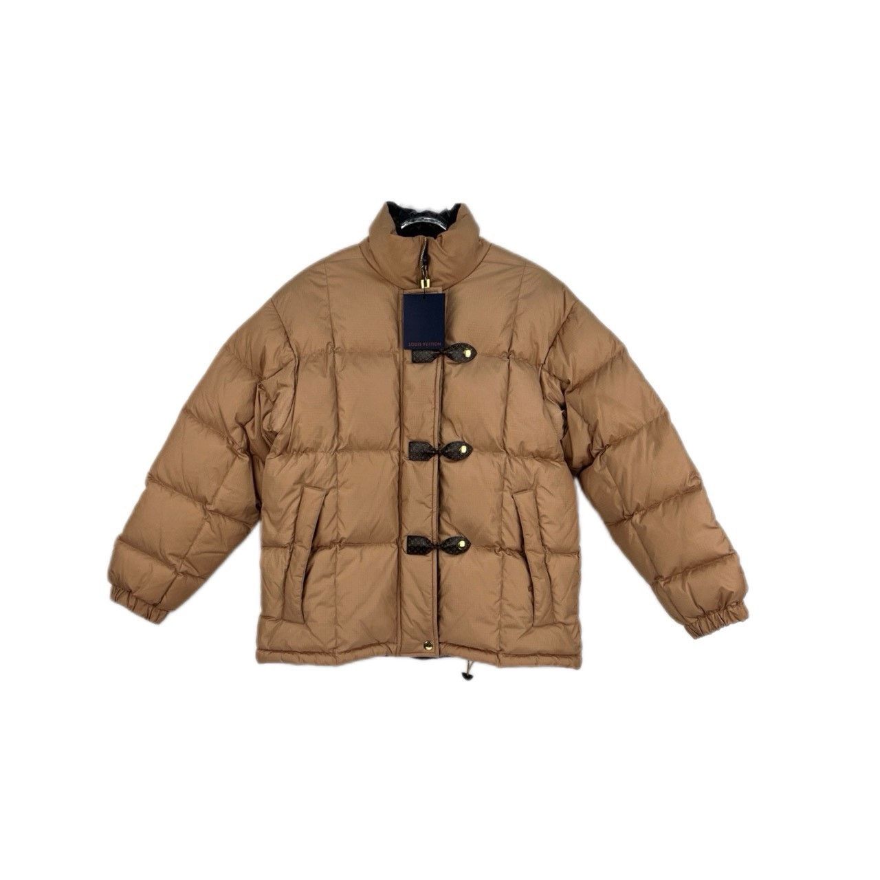 Louis Vuitton Brown down jacket with printed leather button