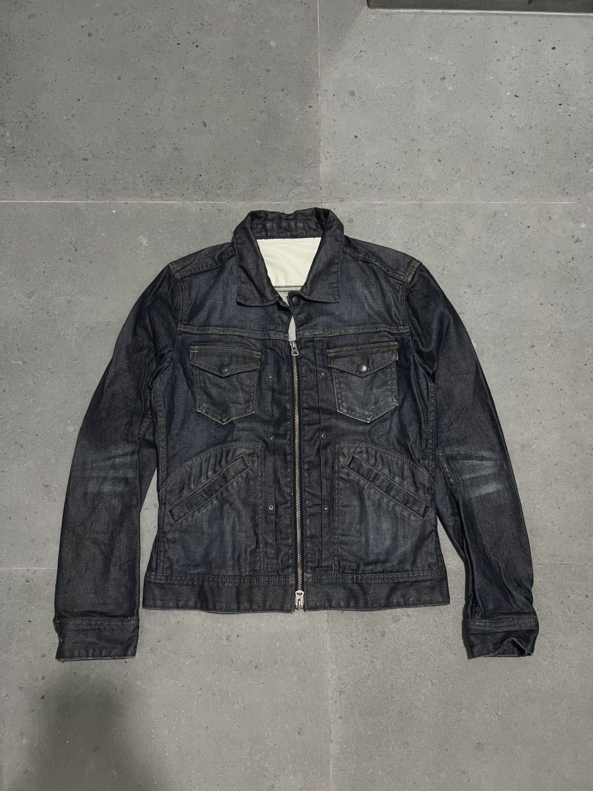 image of Issey Miyake Tete Homme Denim Jacket in Dark Blue, Men's (Size Small)