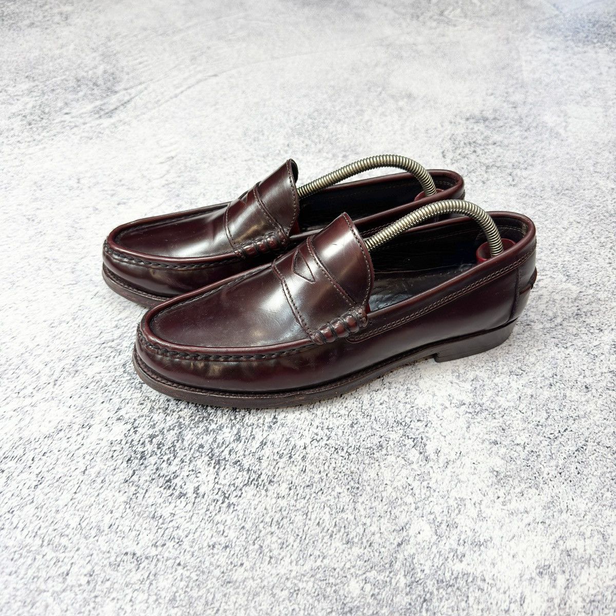 Handmade Jones Mens Burgundy Penny Loafers US9 UK8 EU42 27cm Size US 9 / EU 42 - 1 Thumbnail