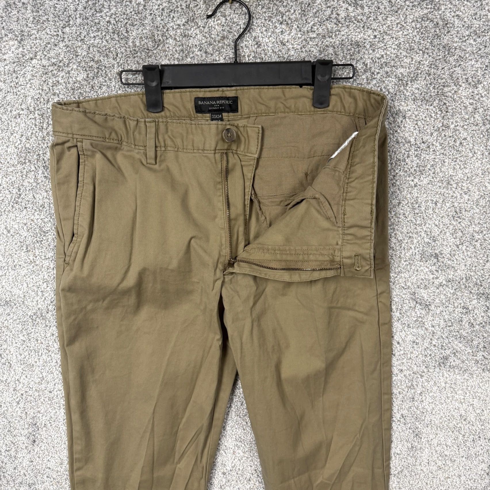 Banana Republic Banana Republic Lived-In Chino Pants Mens 33x32 Brown Skinny Fit Khaki Preppy Size US 33 - 6 Thumbnail