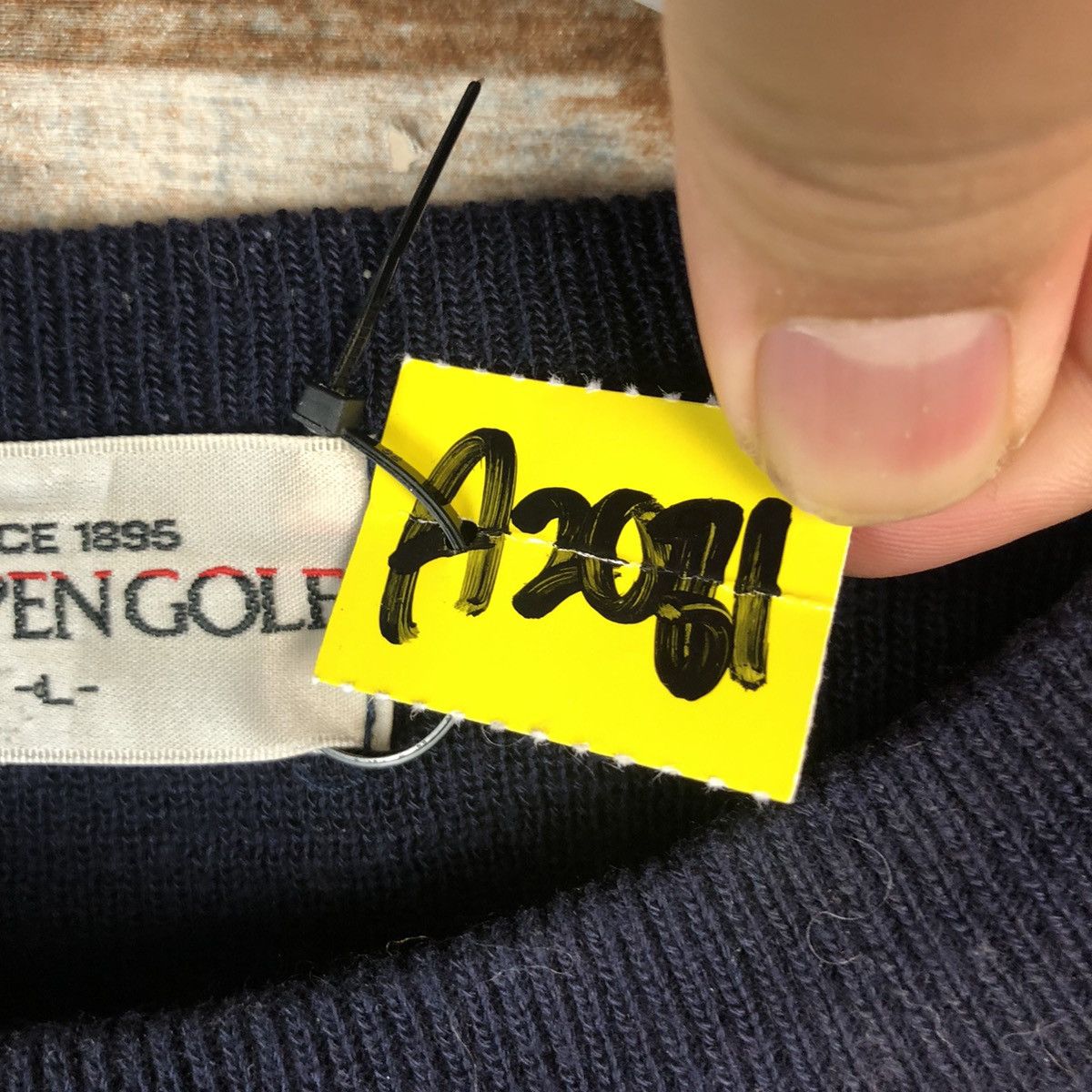 Homespun Knitwear × Japanese Brand US Pengolf Dark Blue Stripe Knitwear #A2061 Size US L / EU 52-54 / 3 - 11 Thumbnail