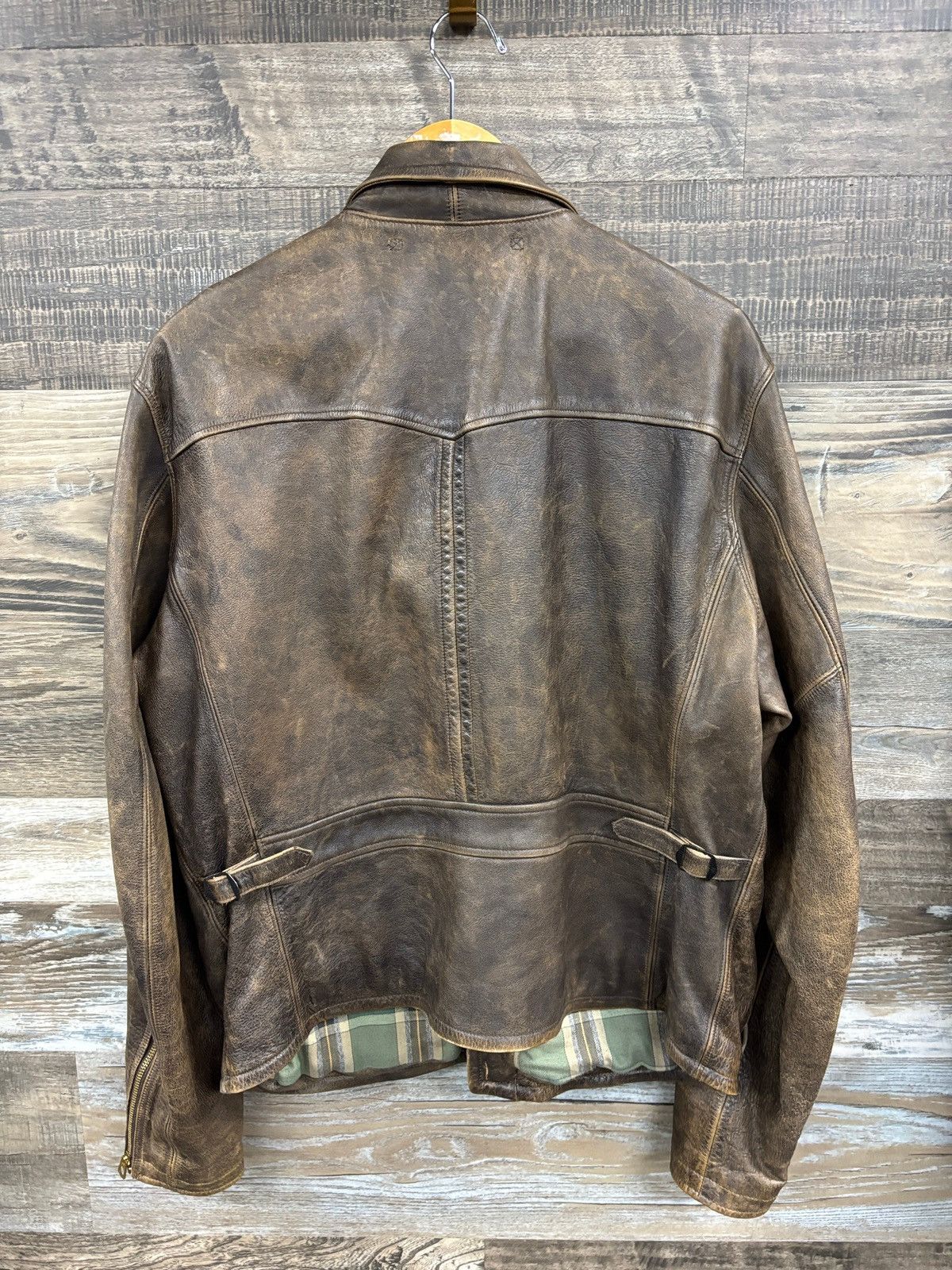 RRL Ralph Lauren L-RRL LEATHER MOTO PLAID LINED JACKET Size US L / EU 52-54 / 3 - 6 Thumbnail