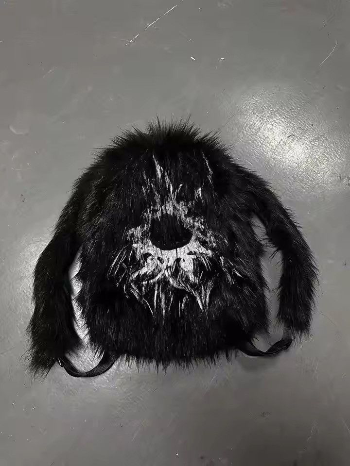 Japanese Brand Harajuku Print Aesthetic Fluffy Fur Backpack Size ONE SIZE - 1 Thumbnail