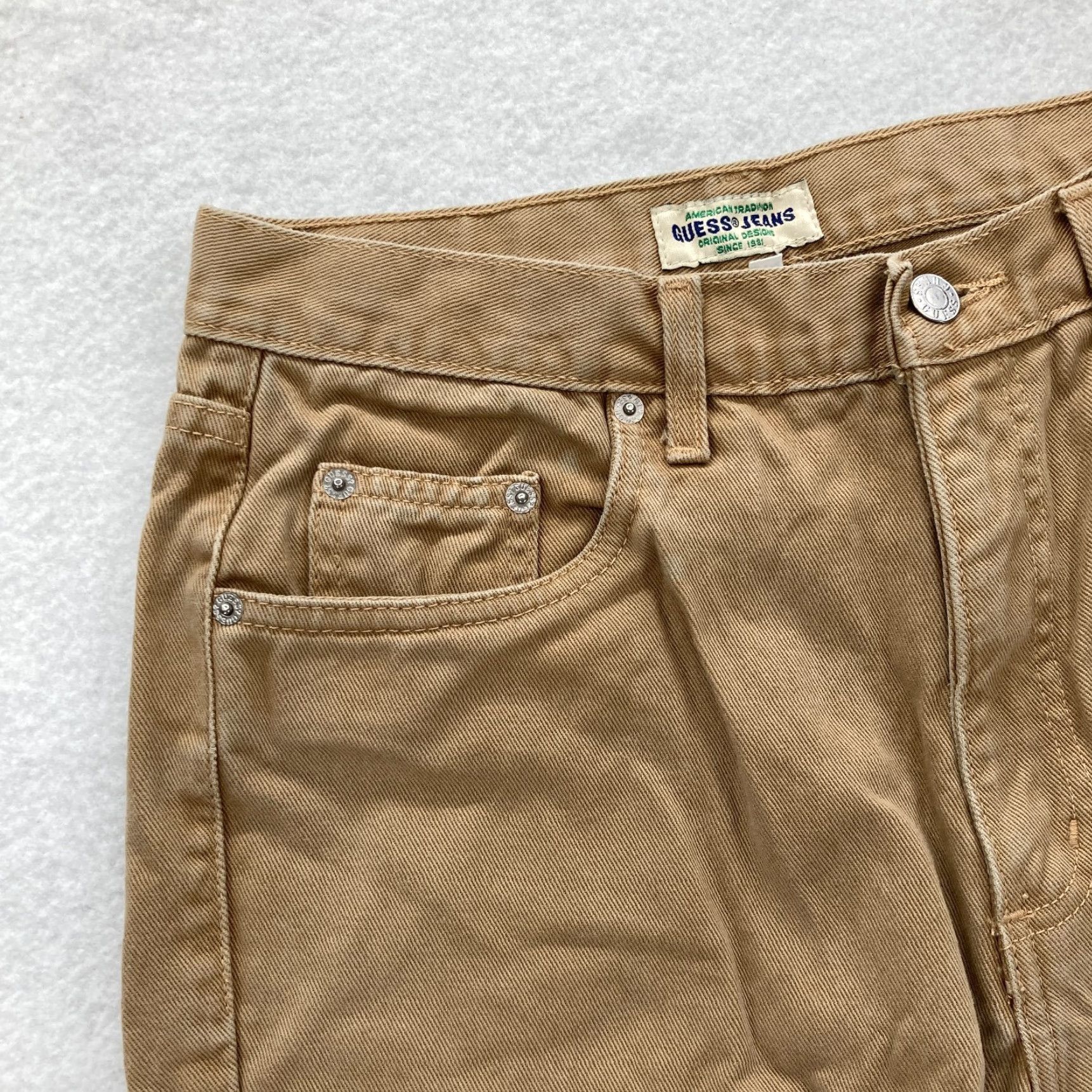 Guess VINTAGE GUESS Jeans Mens 32 30x30 Straight Leg Brown Denim 5-Pocket Logo 90s Size US 32 / EU 48 - 3 Thumbnail
