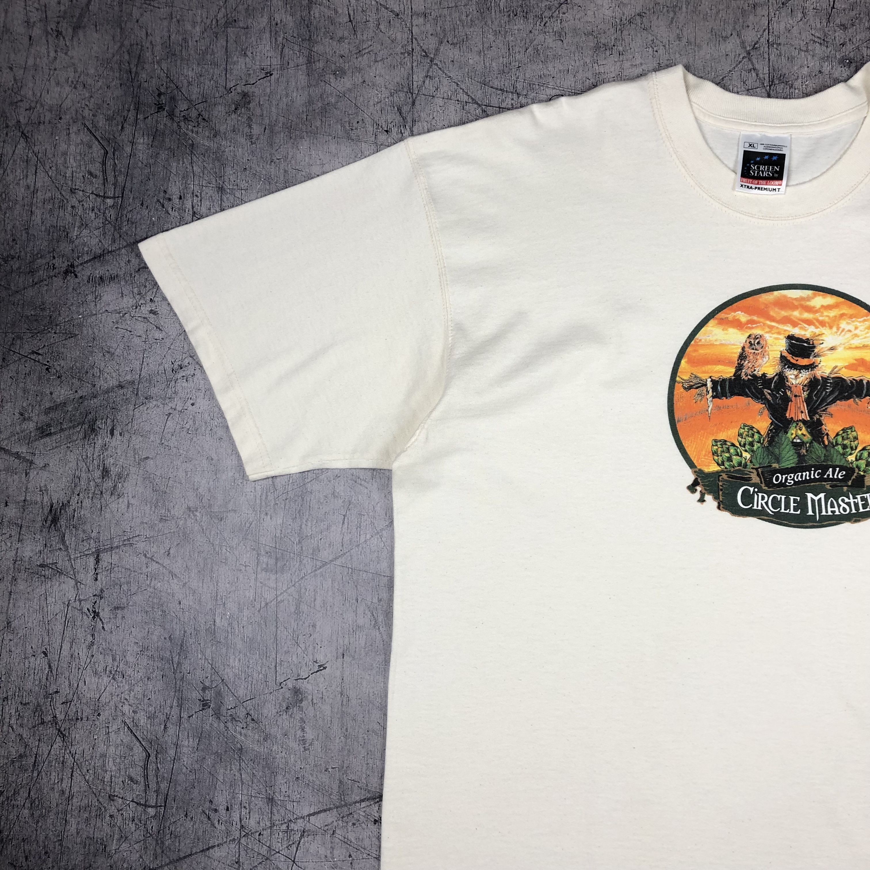 Vintage 90s Scarecrow Art Organic Ale Circle Master Tee Size US XL / EU 56 / 4 - 6 Thumbnail