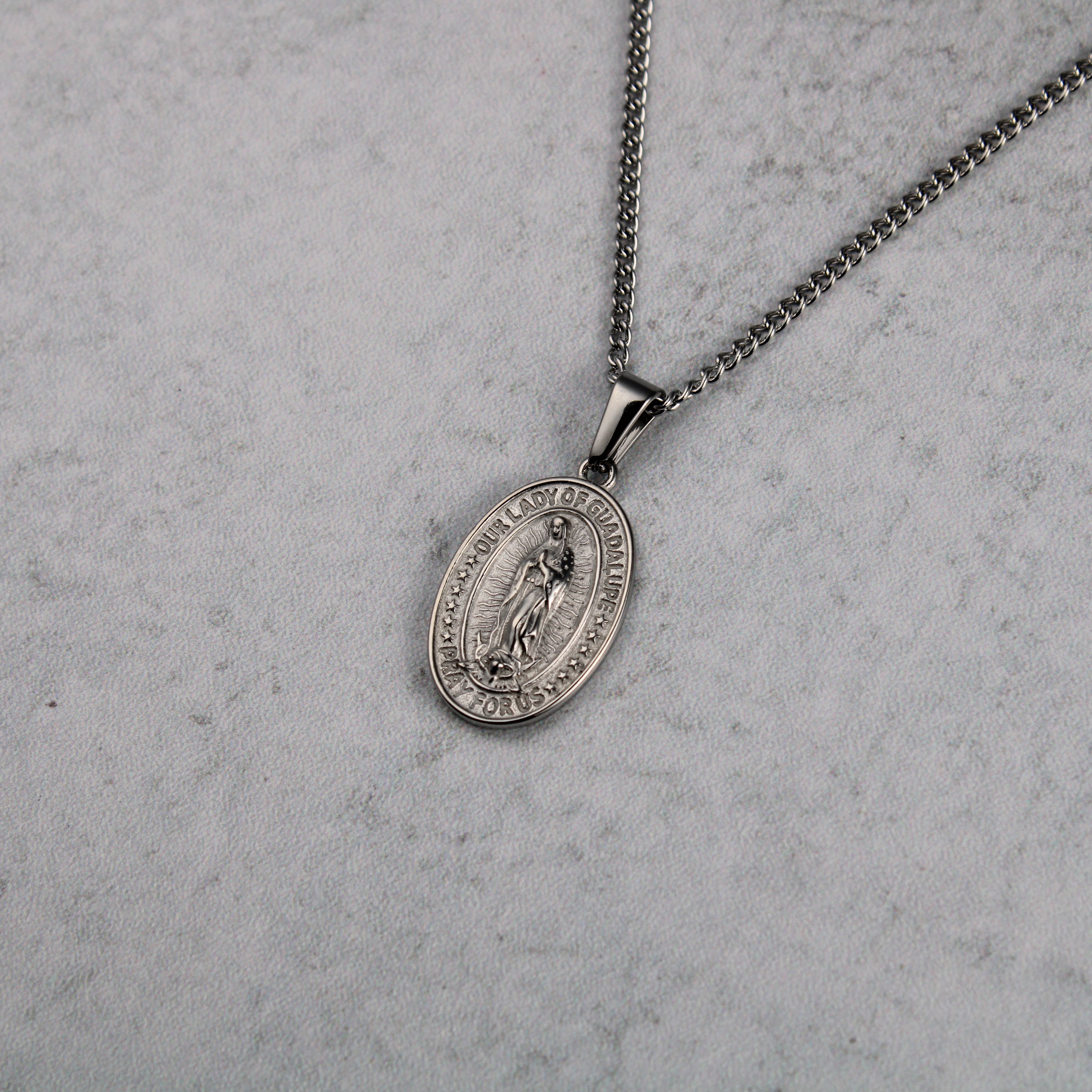 Jewelry Silver Lady of Guadalupe Pendant Chain Necklace Size ONE SIZE - 1 Thumbnail