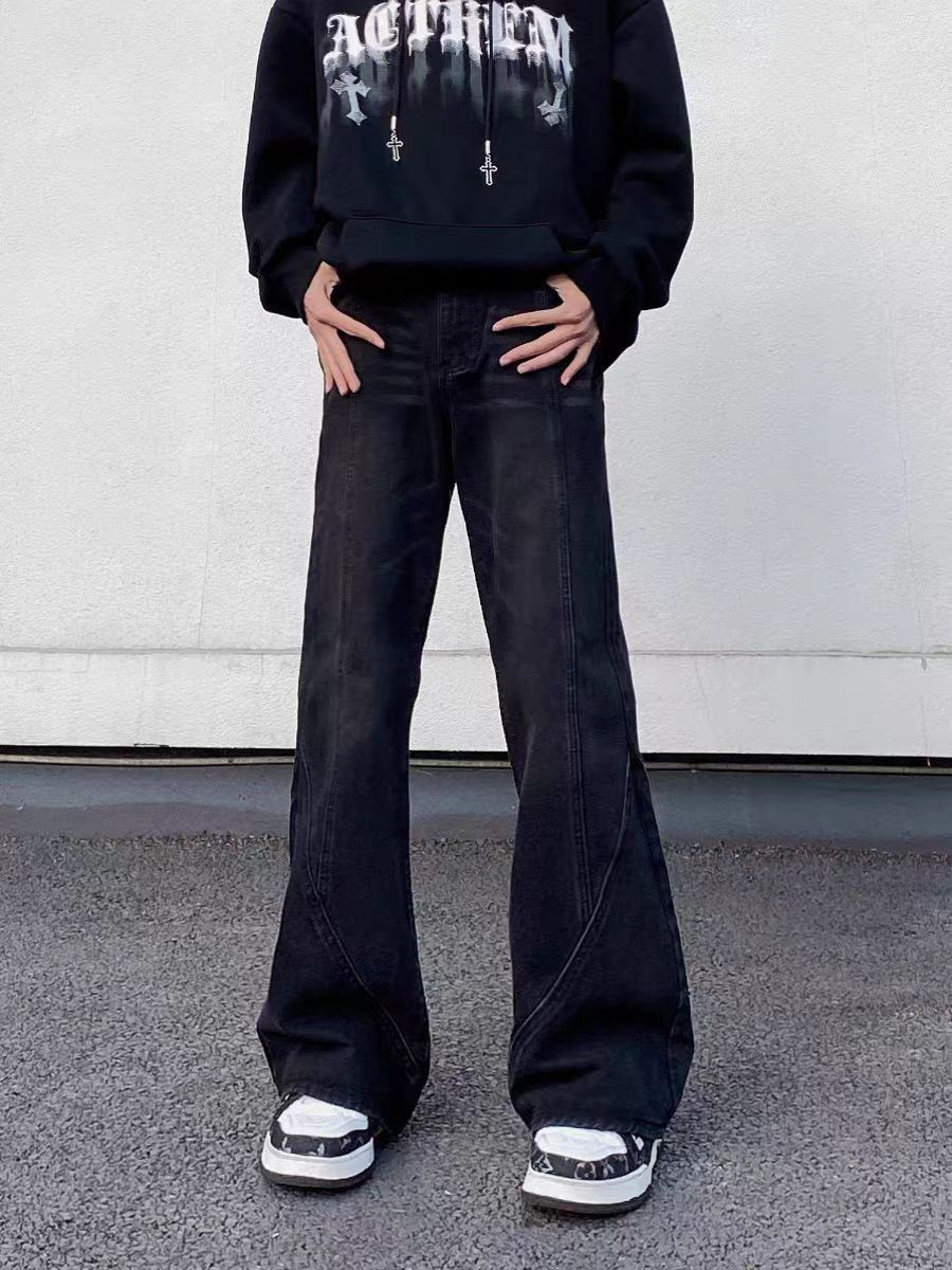 Designer × Jean × Vintage High Street Vintage Washed Spliced Micro Flare Jeans Size US 34 / EU 50 - 2 Thumbnail