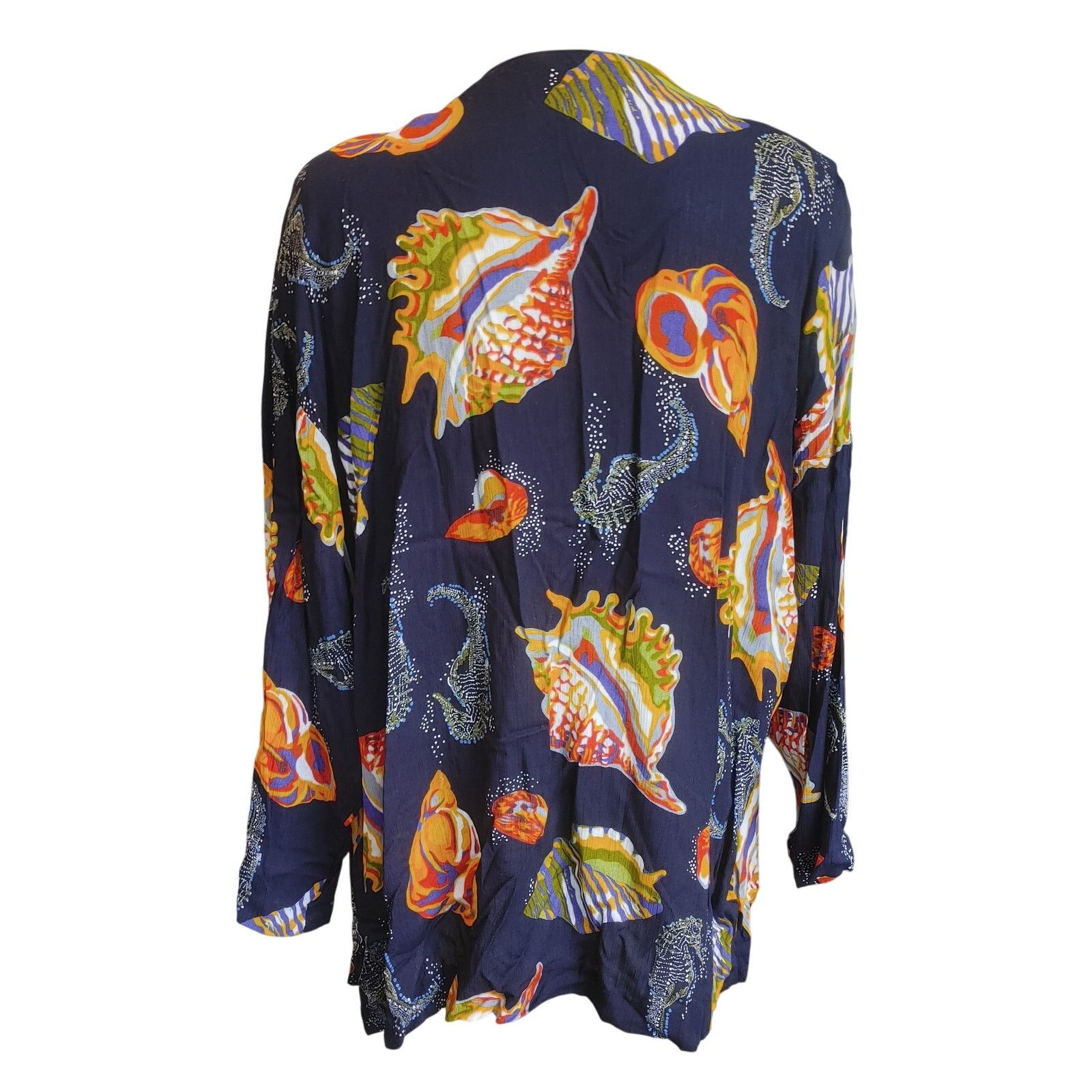 Other AKF Women's M Blue/Orange Botanical Open Front Cardigan Size M / US 6-8 / IT 42-44 - 2 Thumbnail