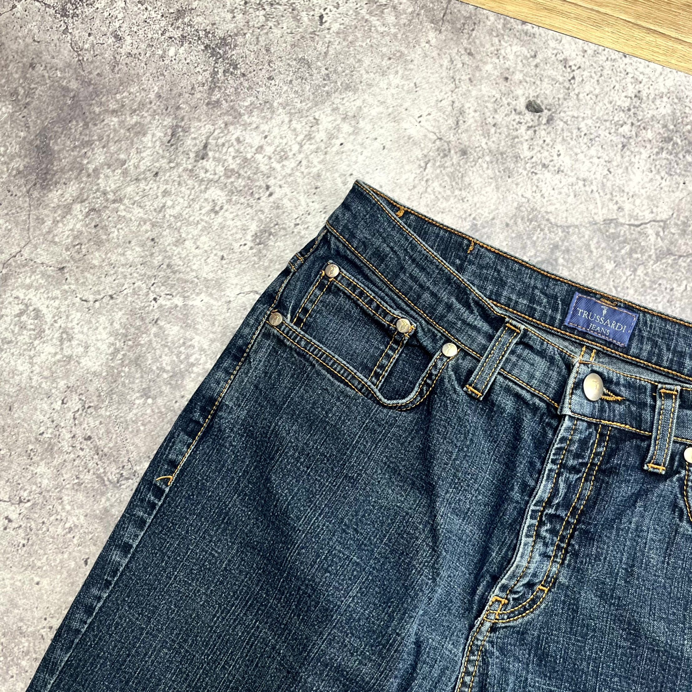 Trussardi Y2K Trussardi Navy Blue Straight Denim Jeans Size 29 UK 27 Size 29" - 3 Thumbnail