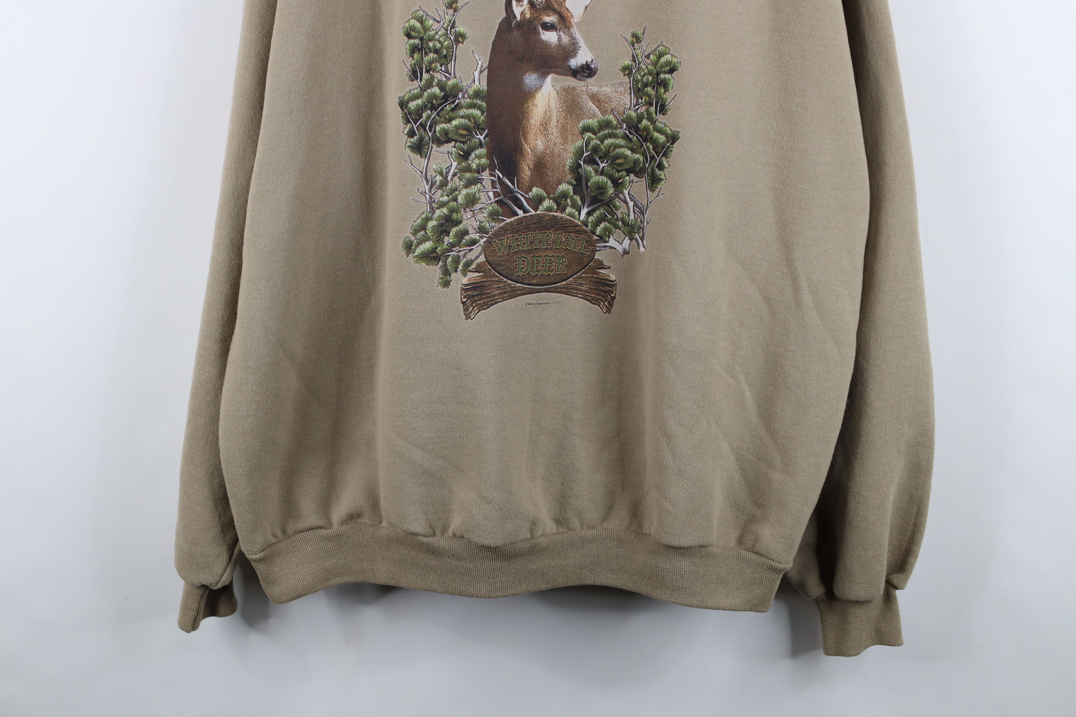 Vintage Vintage 90s Streetwear Deer Buck Crewneck Sweatshirt Beige Size US XXL / EU 58 / 5 - 3 Thumbnail