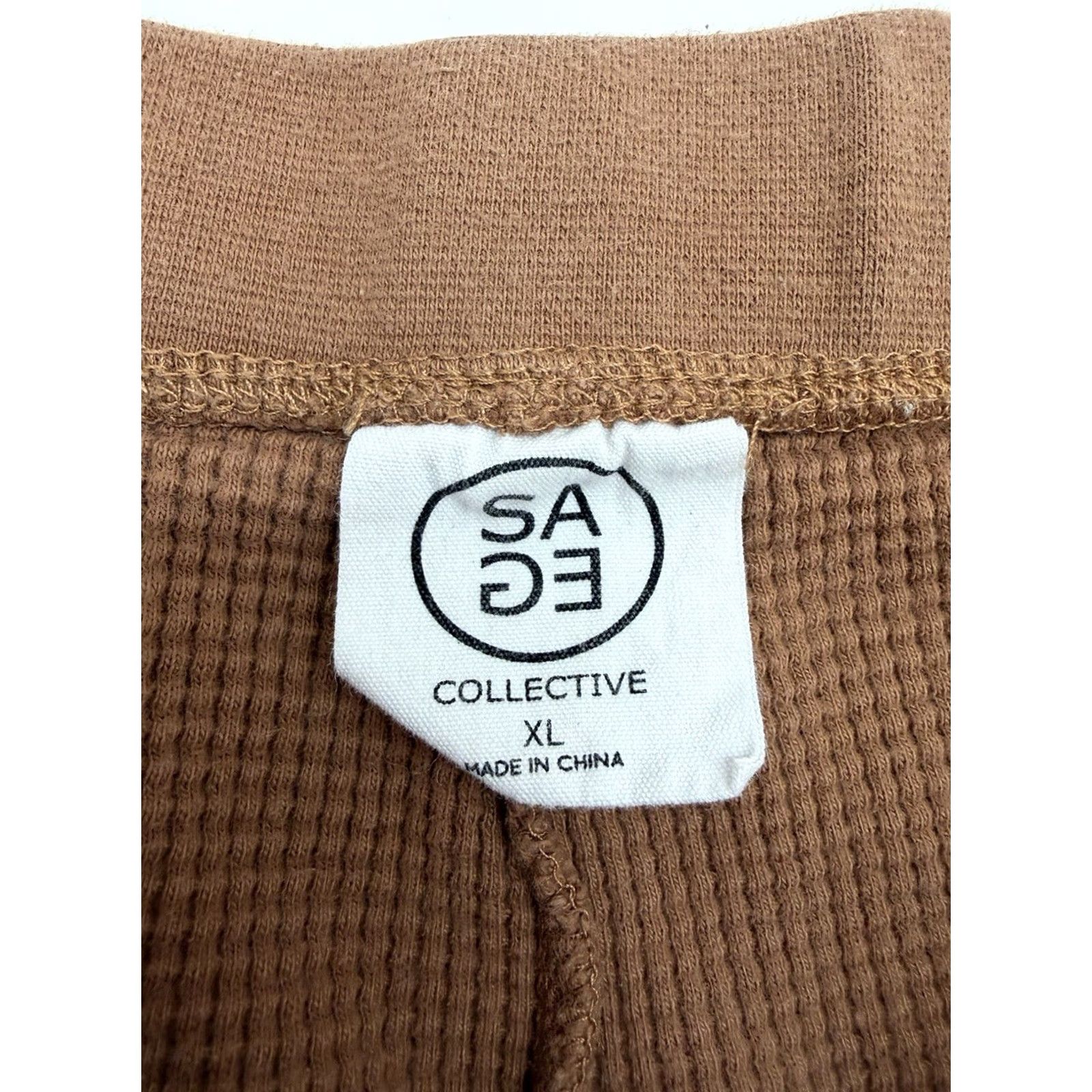 Vintage Sage Collective Womens Sweatpants Jogger Brown Waffle Knit Drawstring XL Front Pockets Casual Comfort Tapered Size 40" / US 18 - 5 Thumbnail