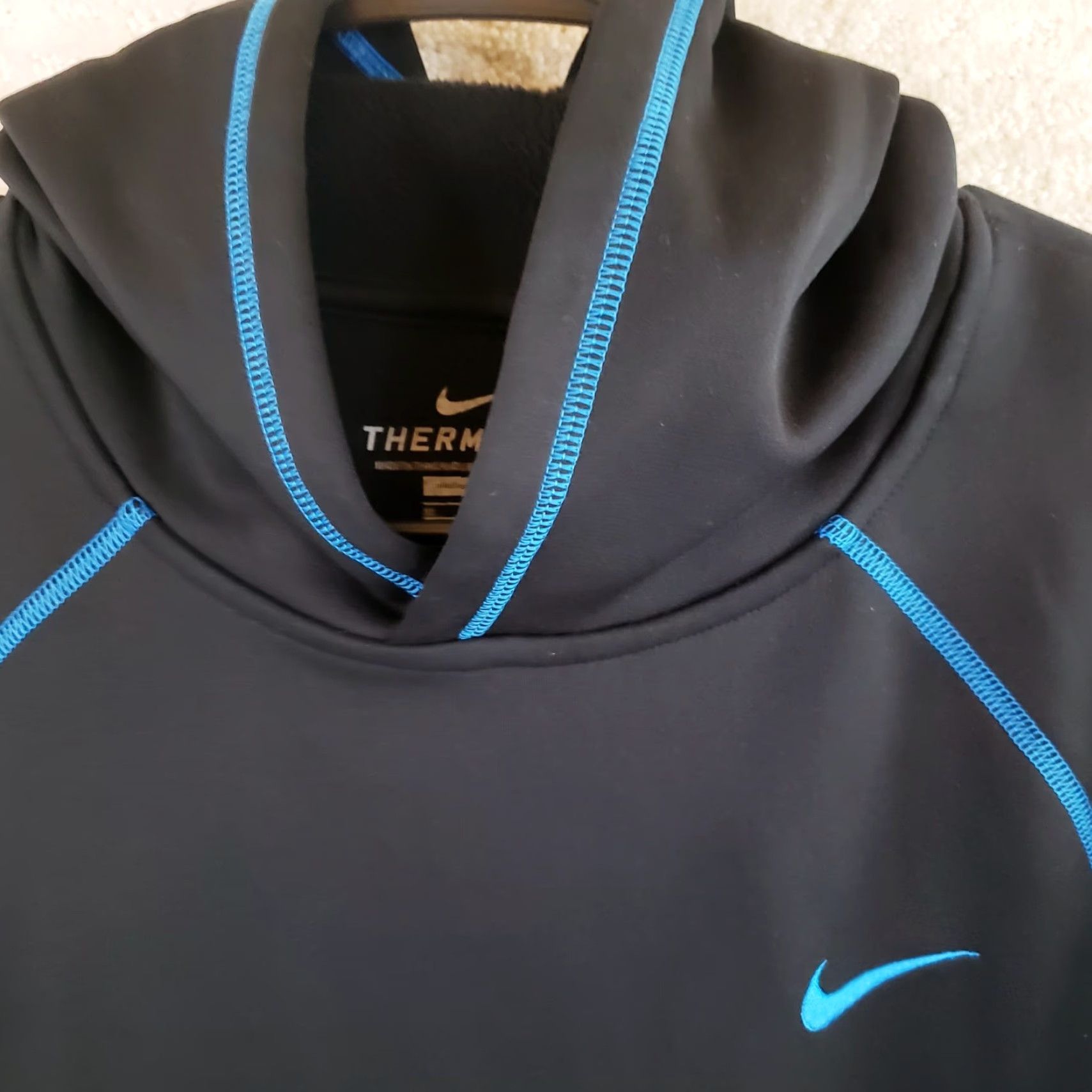 Nike Nike Hoodie Mens XL Black Therma-Fit Pullover Fleece Lined Jacket Pockets BlueT Size US XL / EU 56 / 4 - 5 Thumbnail