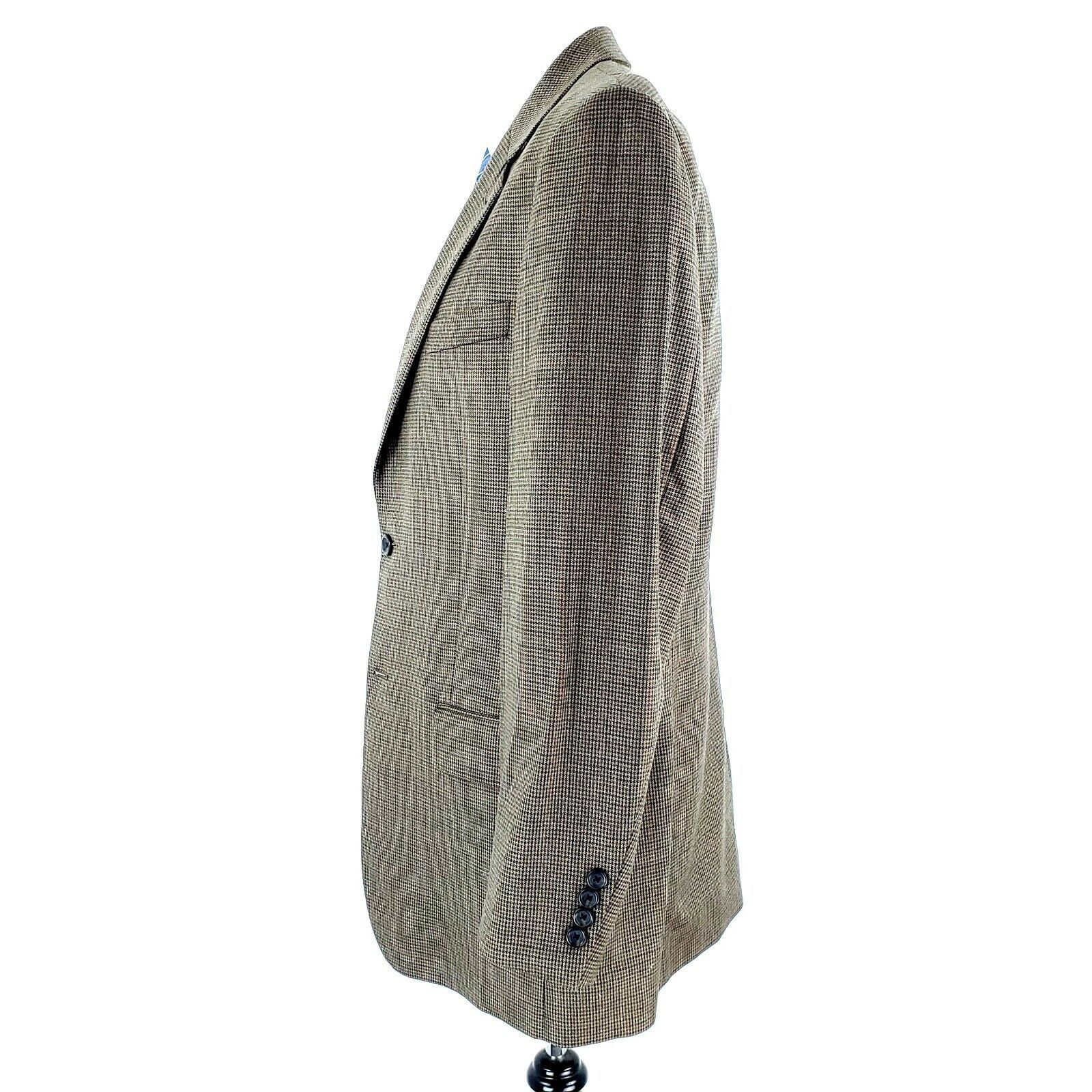 Pronto Uomo Pronto Uomo Wool 2 Button Blazer 42L Brown Houndstooth Windo Size 42L - 5 Thumbnail