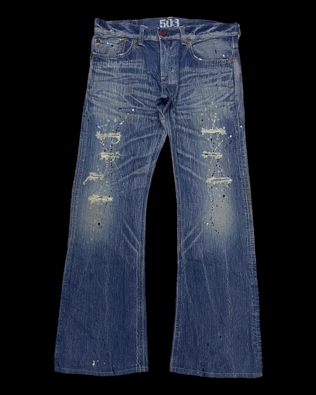 Edwin × If Six Was Nine × Japanese Brand Flare Jeans 90s 503 Edwin Painter Patchwork Distressed Denim Size US 36 / EU 52 - 1 Thumbnail