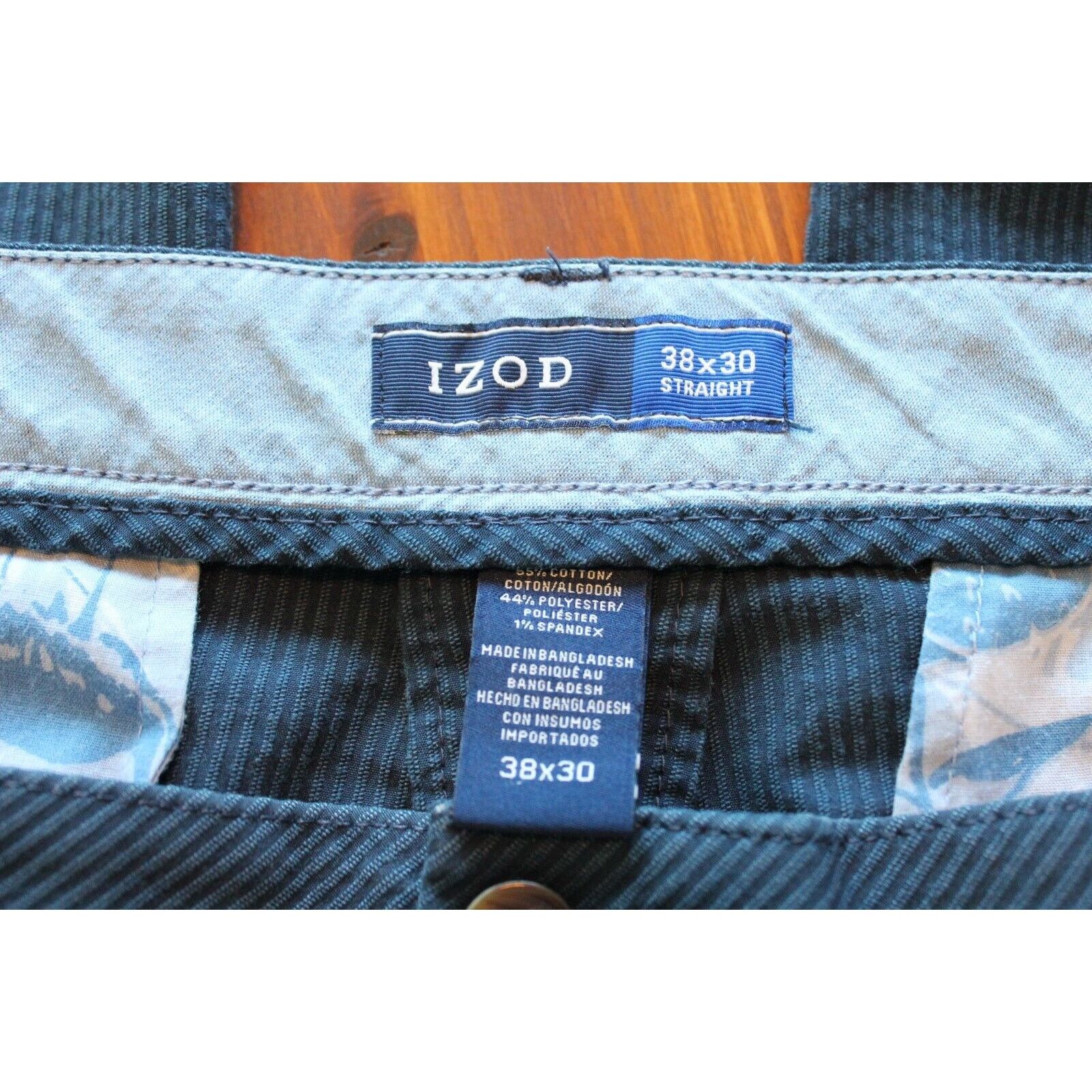 Izod Men's IZOD Straight-Fit Perfor Blue/Blue Striped Pants 38x30 Size US 38 / EU 54 - 3 Thumbnail