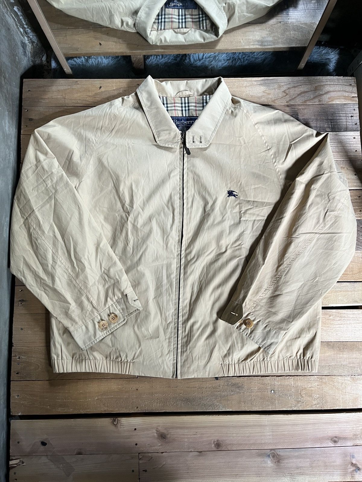 image of Vintage Burberry Jacket Nova Check in Cream, Men's (Size Medium)