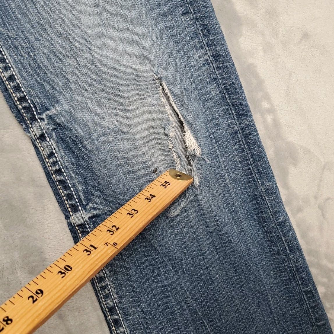 Vintage Cowgirl Tuff Jeans Women Bootcut 31x33 Denim Blue Western Cowboy Bucking Bronc Logo Embroidered Stretch Pants USA Mens Womens Size 24" / US 00 / IT 34 - 3 Thumbnail
