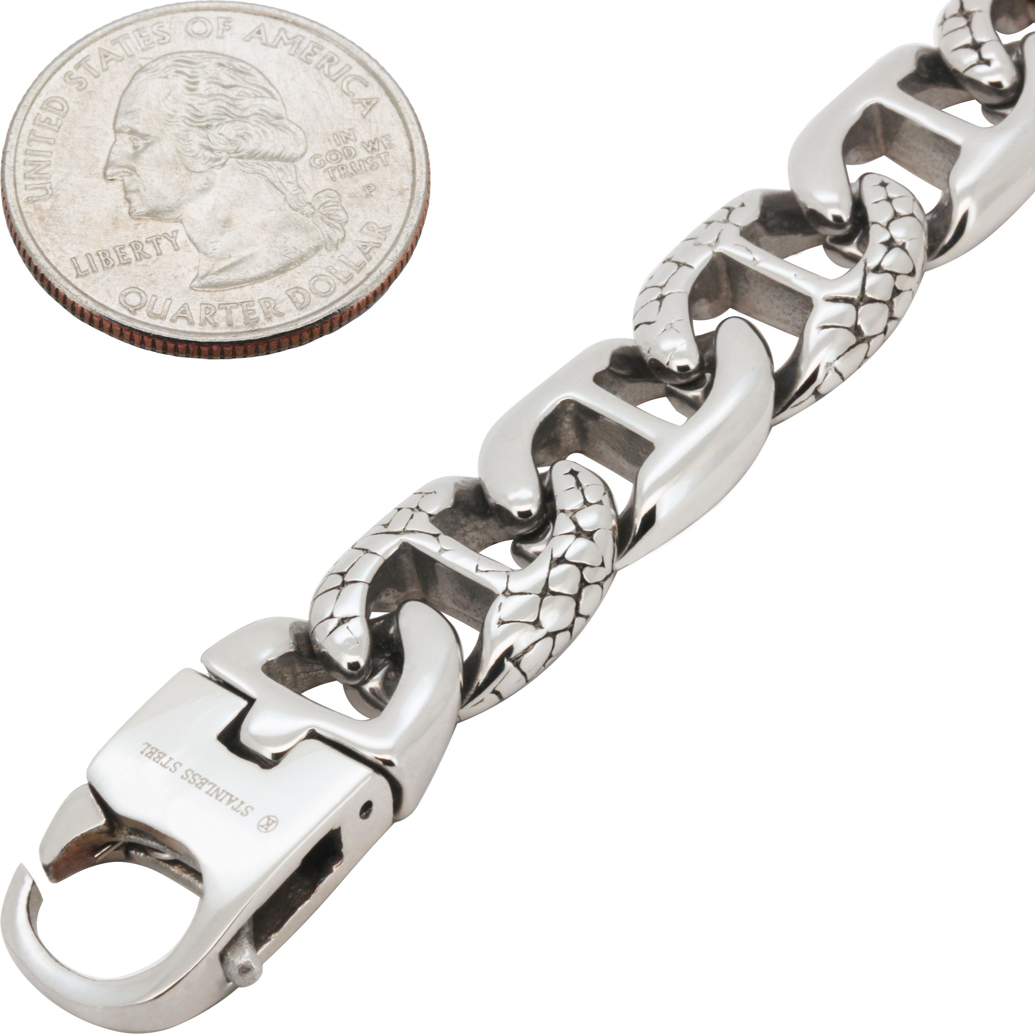 Other 316L Stainless Steel 13mm Textured Mariner Link Bracelet8.5” Size ONE SIZE - 2 Thumbnail