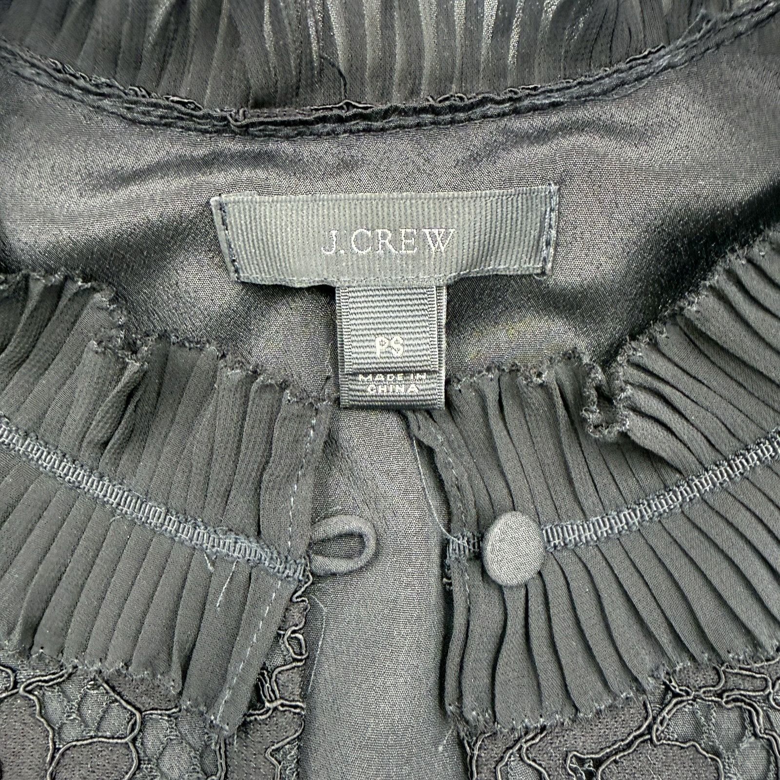 J.Crew J.Crew Black Floral Lace Sleeveless Top Ruffle Neck Women's Size S / US 4 / IT 40 - 3 Thumbnail