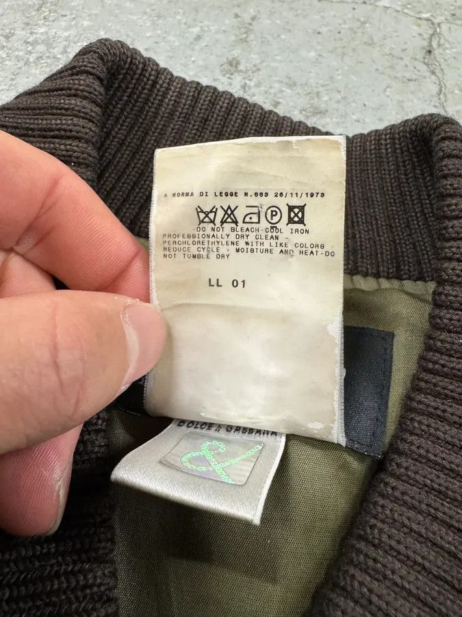 Dolce & Gabbana × Vintage AW2001 Dolce & Gabbana Quilted Olive Hybrid Leather Bomber Jacket Size US L / EU 52-54 / 3 - 10 Thumbnail