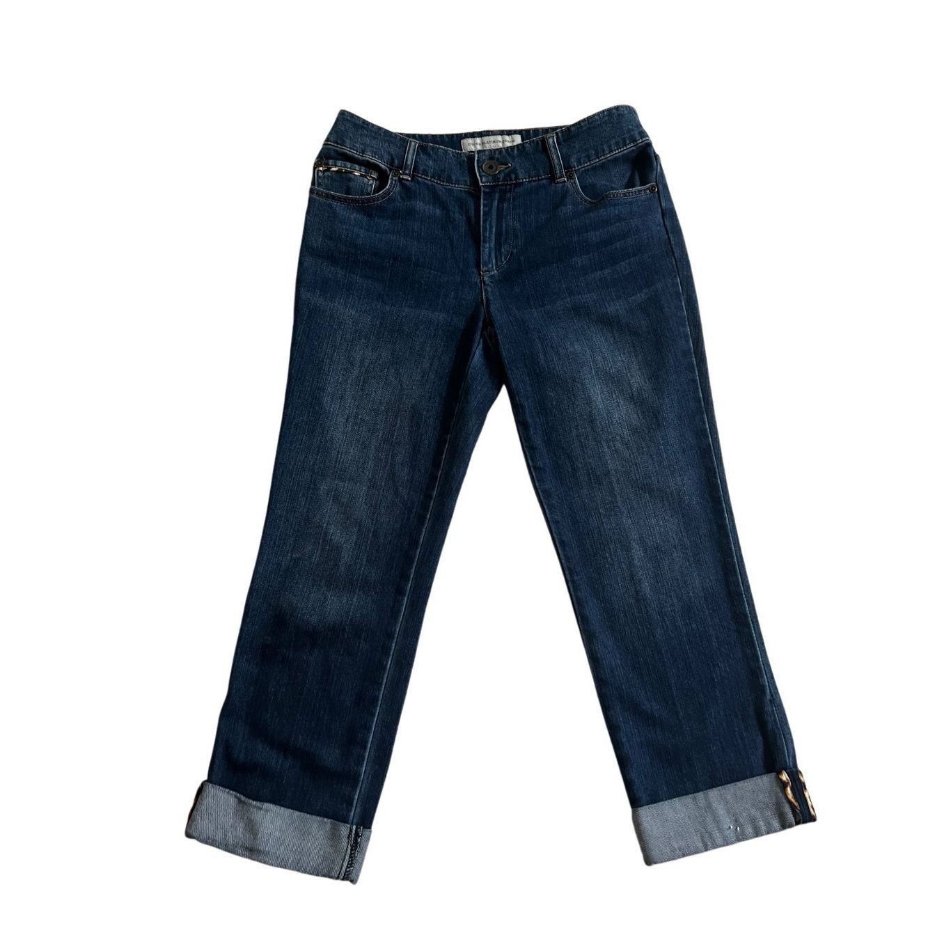 Chicos CHICOS Women’s Capri Denim Blue Stretch Cuffed Hem Size 30" / US 8 / IT 44 - 5 Thumbnail