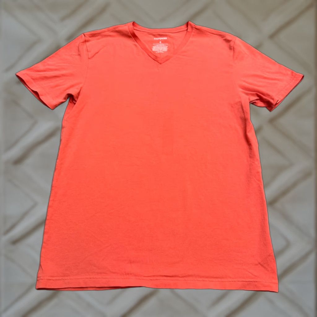 Express EXPRESS V-Neck T-Shirt Mens Medium Cotton Tee Short Sleeve Orange Size US M / EU 48-50 / 2 - 1 Thumbnail