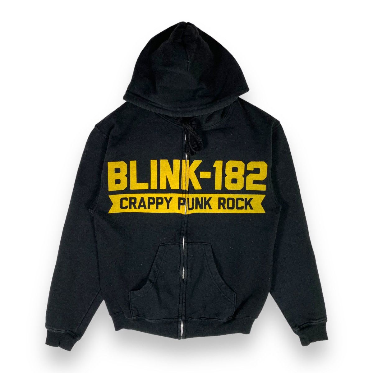 image of Band Tees x Vintage Blink-182 Band Crappy Punk Rock Fullzipper Hoodie in Black, Men's (Size Small)