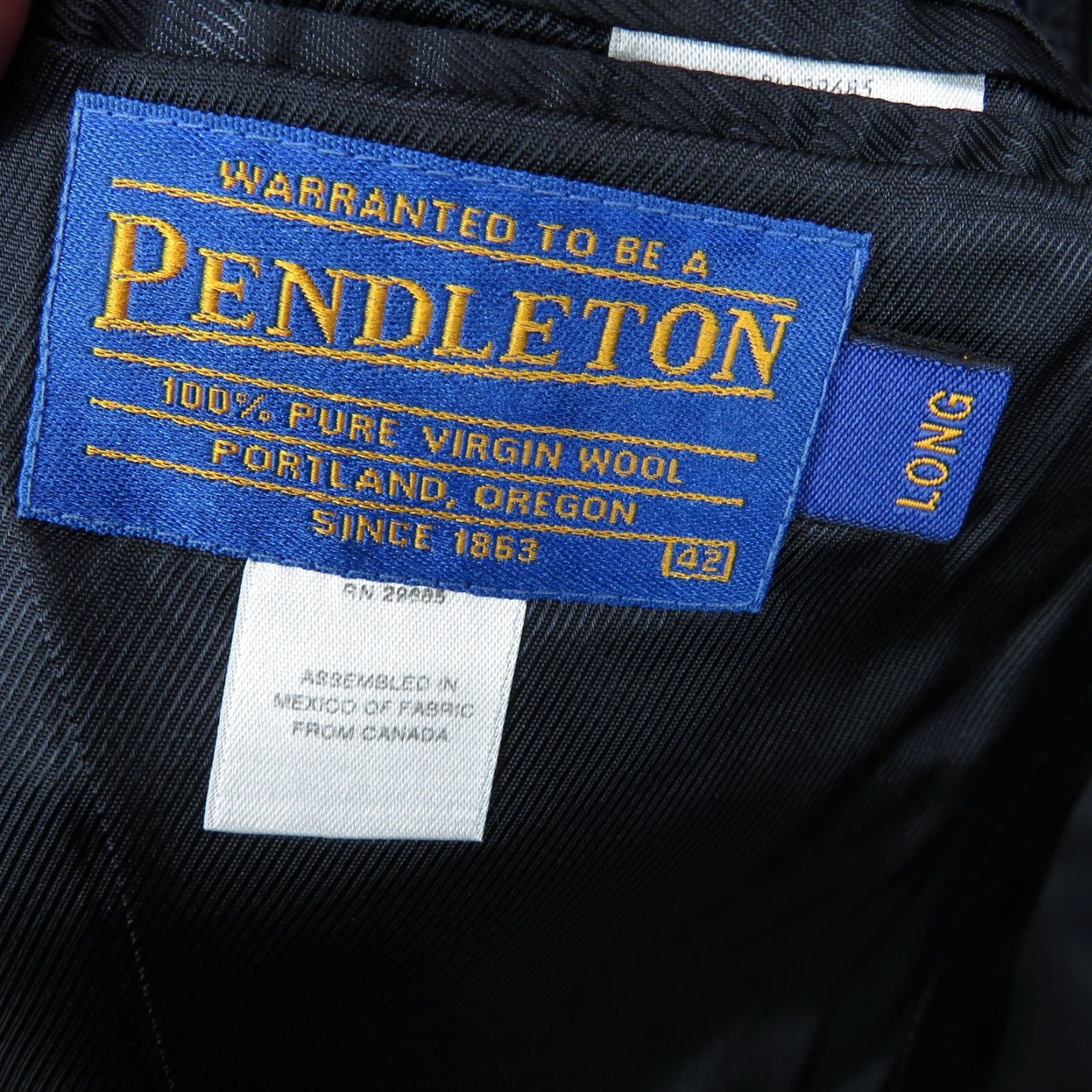 Pendleton VINTAGE Pendleton Blazer Jacket Mens 42L Navy Virgin Wool Casual Office Wear Business Blue 80s 90s Classic College School University Mens Size 42R - 6 Thumbnail