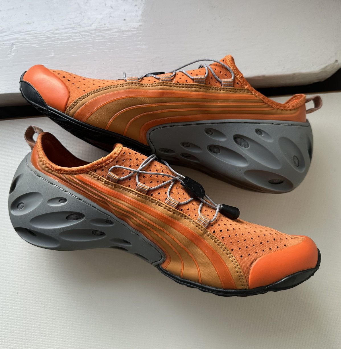Puma Puma K-1 (2005) orange mesh vintage low top sneakers Size US 12.5 / EU 45-46 - 4 Thumbnail