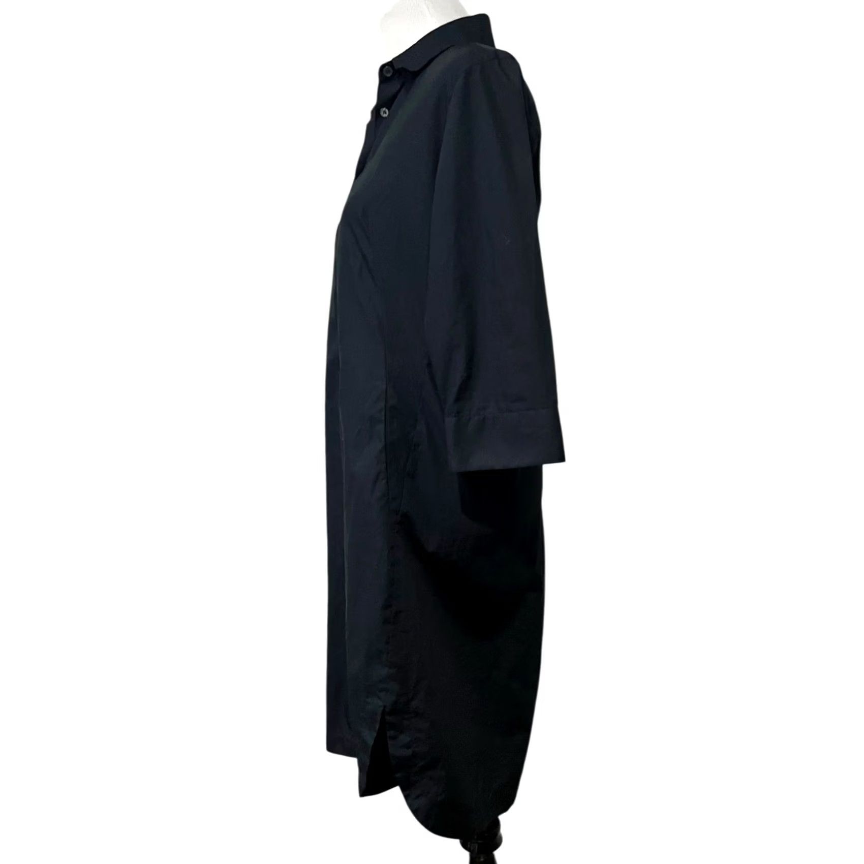 Vintage VINTAGE Caliban Shirt Dress Women Black 100% Cotton Button Front Italian Sz 46 US 10 Long Sleeve Collared Size L / US 10 / IT 46 - 5 Thumbnail