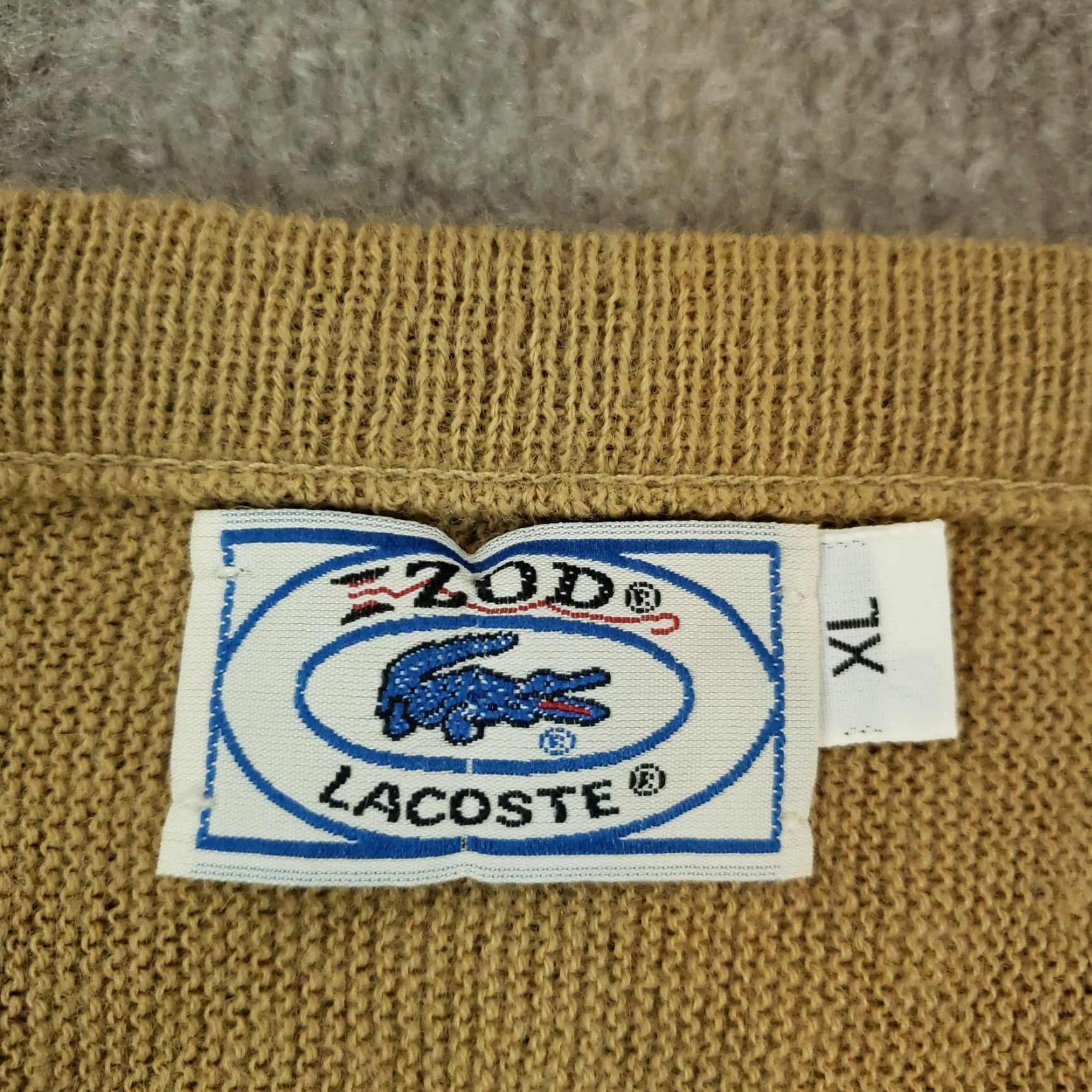 Lacoste IZOD Mens XL Brown V Neck Sweater Long Sleeve Pullover Casual Size US XL / EU 56 / 4 - 5 Thumbnail