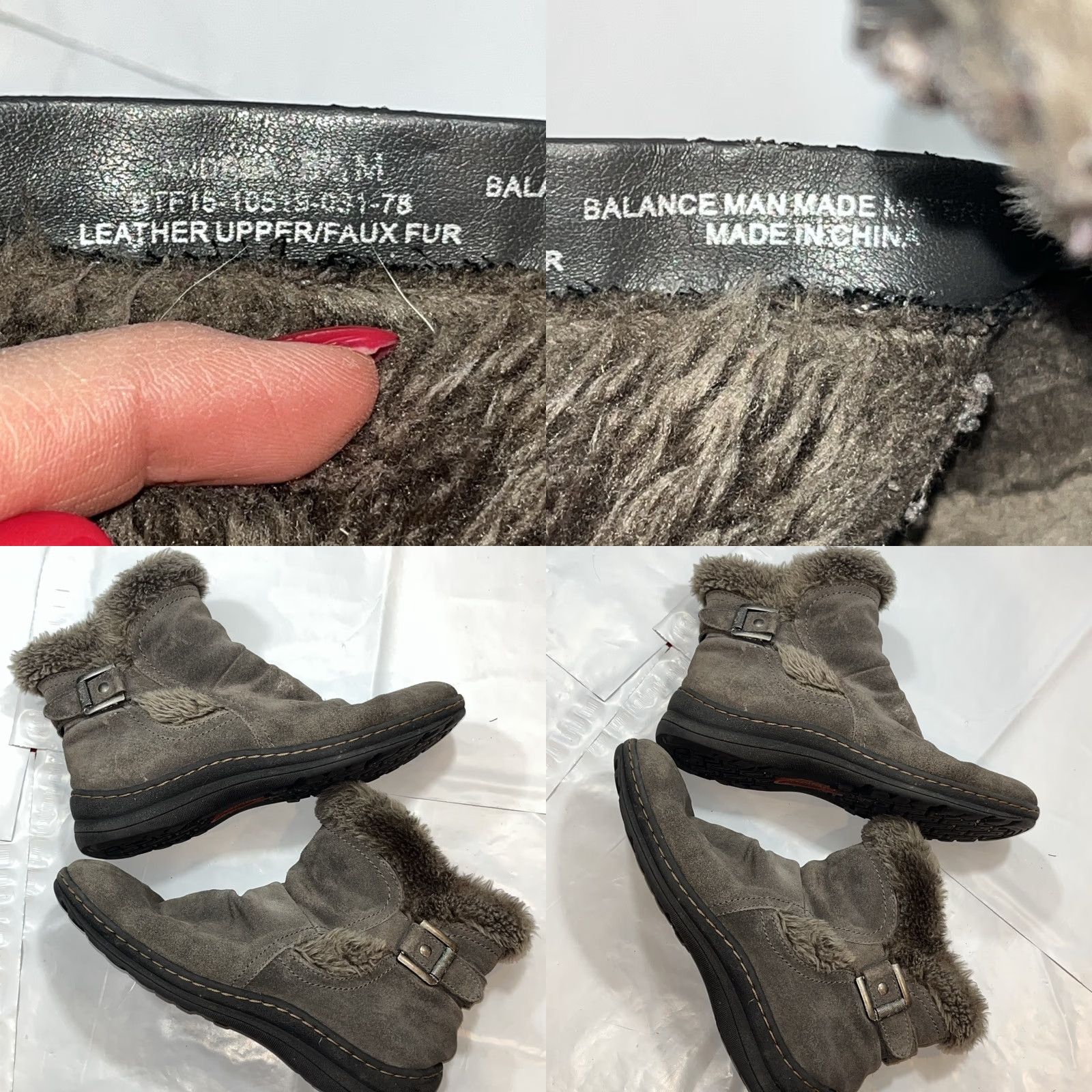 Vintage Baretraps Andrea Gray Suede Ankle Boots Zip Up Size 8.5M Lined Fur Buckle Strap Heel Low Womens Winter Leather Outsole Boots Size US 9 / IT 39 - 8 Thumbnail