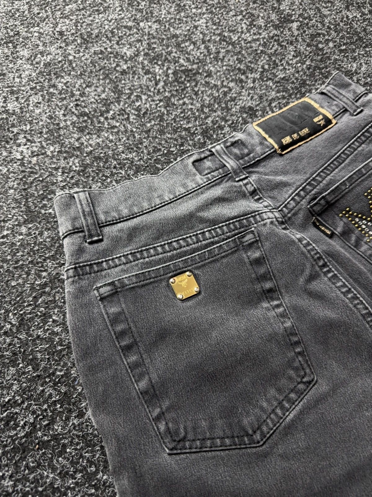 MCM Luxury MCM Jeans Studded Logo Pants Black Y2K Straight W29 Size 29" - 17 Thumbnail