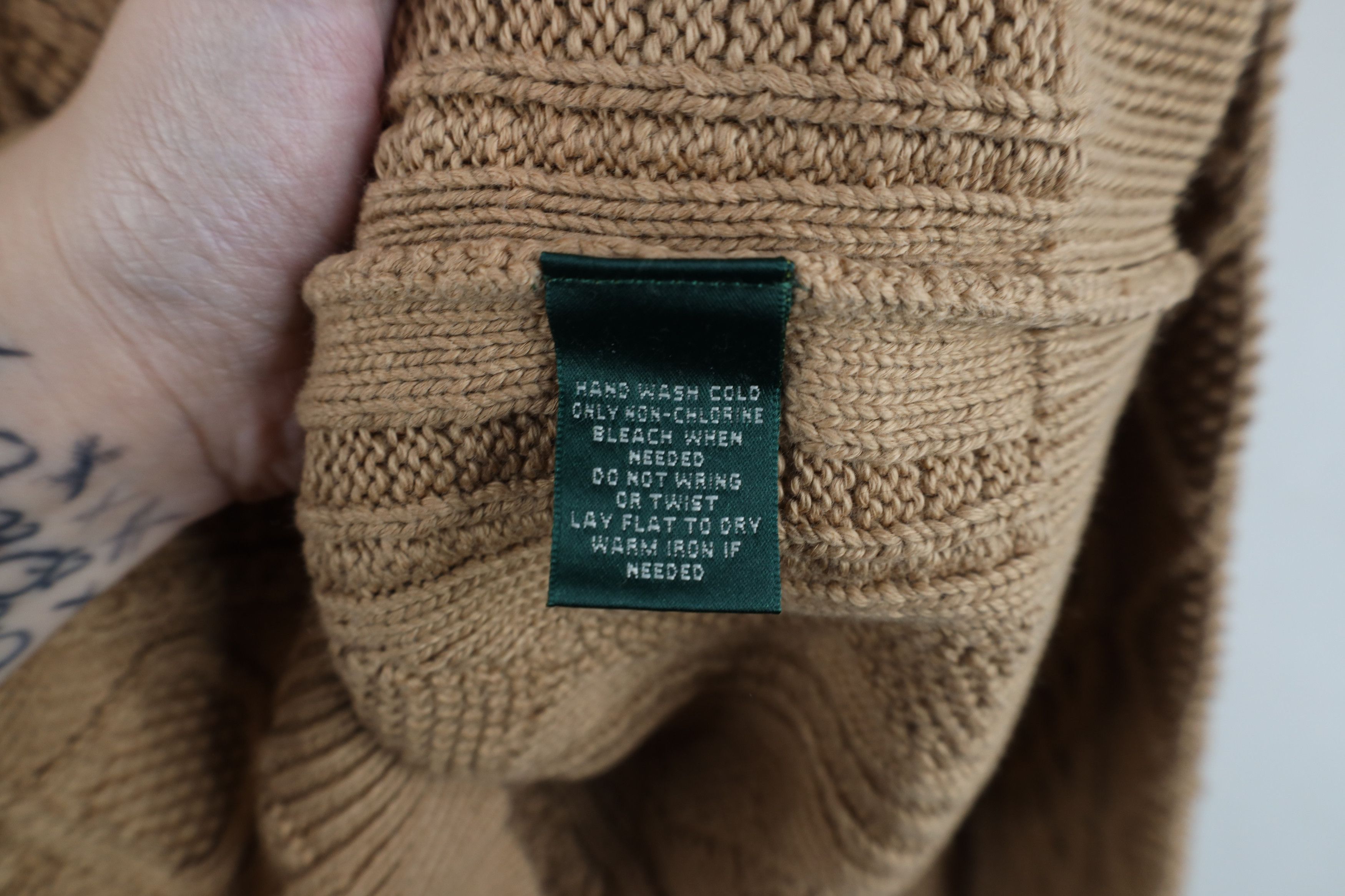 Ralph Lauren Vintage 90s Ralph Lauren Chunky Cable Knit Sweater Brown Size XL / US 12-14 / IT 48-50 - 9 Thumbnail