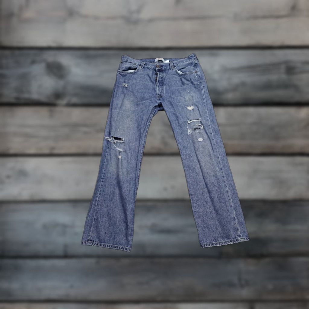 Levi's Levi's 501 Jeans Men 36x30 Blue Regular Fit Dark Wash Button Fly Straight Western Size US 36 / EU 52 - 1 Thumbnail