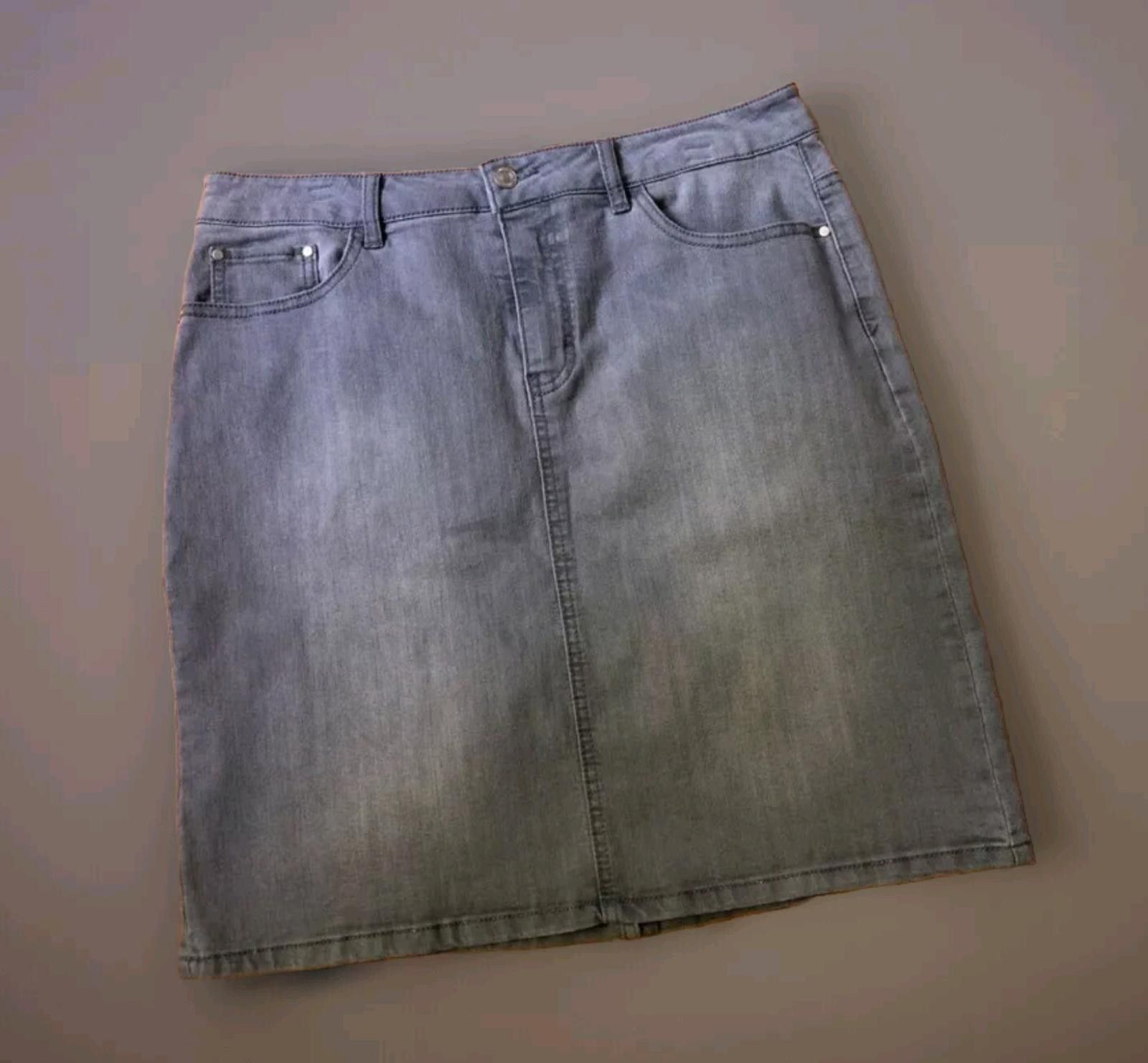 Other Jacqueline Smith Gray Denim Jean Skirt Light Wash Womens Sz Size 38" / US 16 / IT 52 - 1 Thumbnail