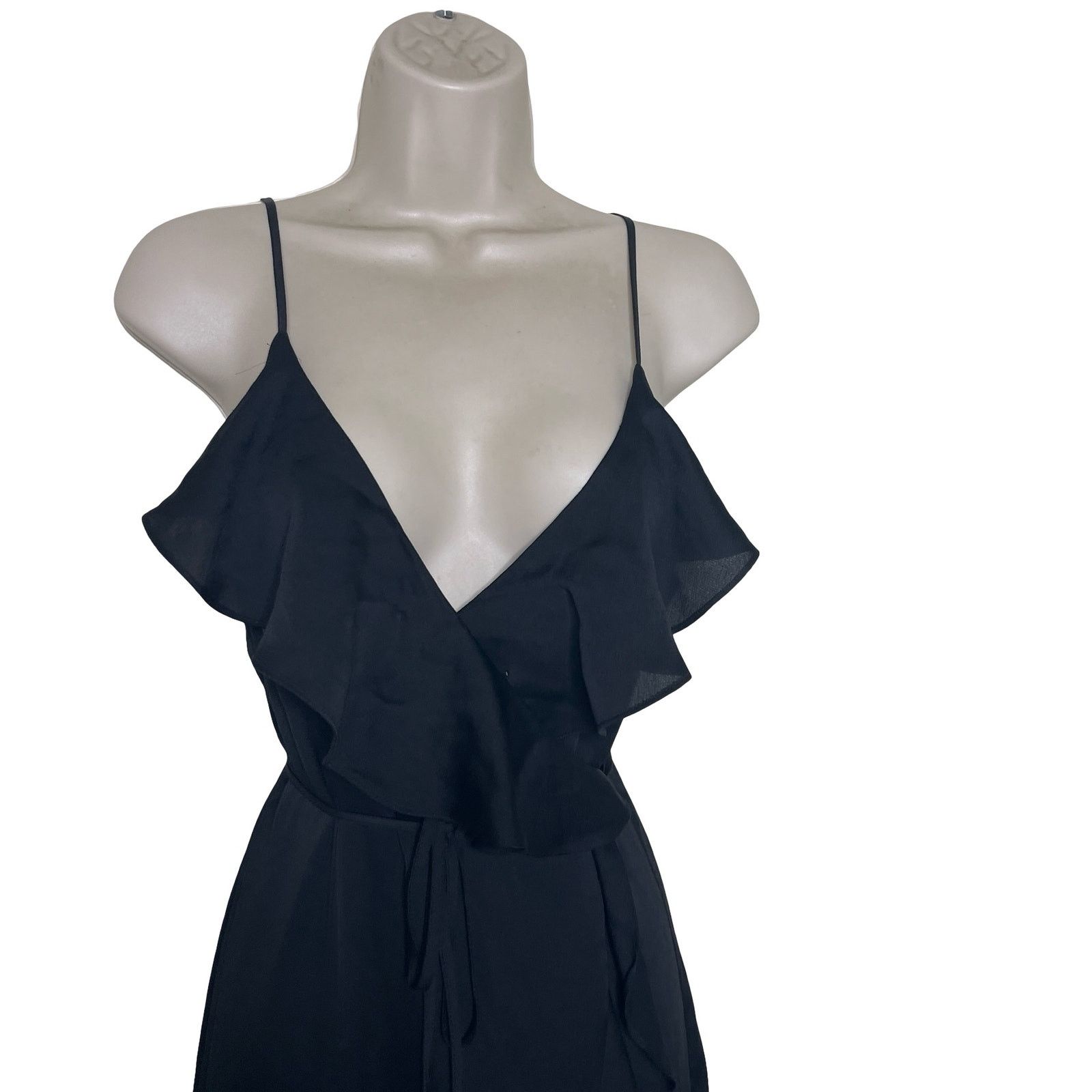 Shona Joy Shona Joy Black Luxe Bias Frill Wrap MIDI Dress sz 4 Size S / US 4 / IT 40 - 4 Thumbnail