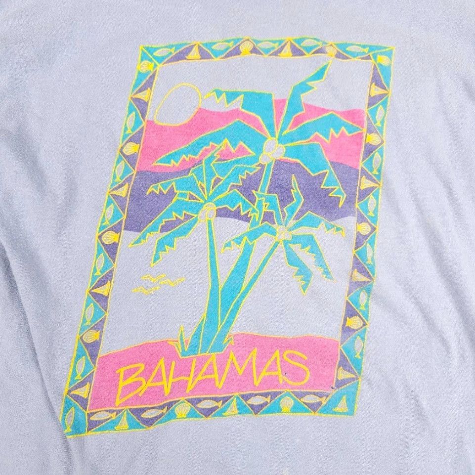 Vintage VINTAGE Bahamas T Shirt Mens Size Medium 80s Tropical Travel Palm Trees Shirt Mens Purple Cotton 80s Travel Bahamas TOURIST Mens Size US M / EU 48-50 / 2 - 3 Thumbnail