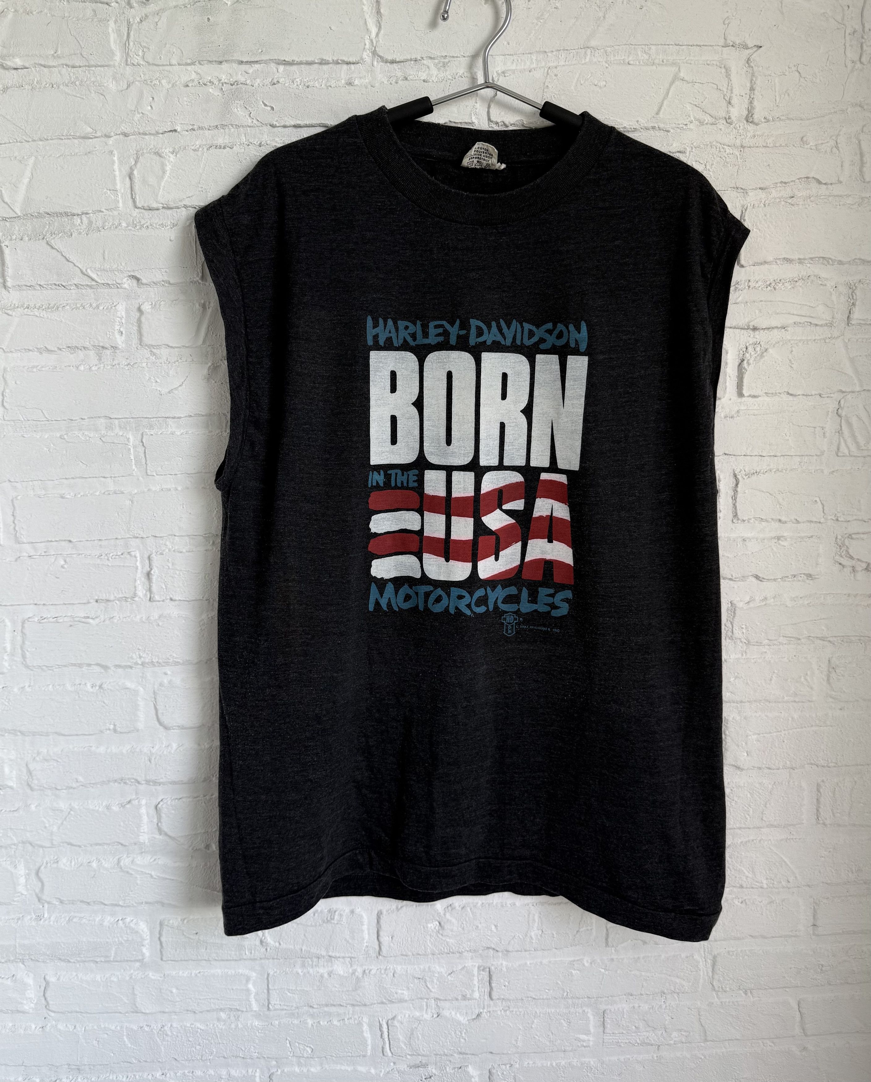 Harley Davidson × Vintage Vintage 80s 1987 Harley Davidson Born in the USA tank top Size US L / EU 52-54 / 3 - 1 Thumbnail