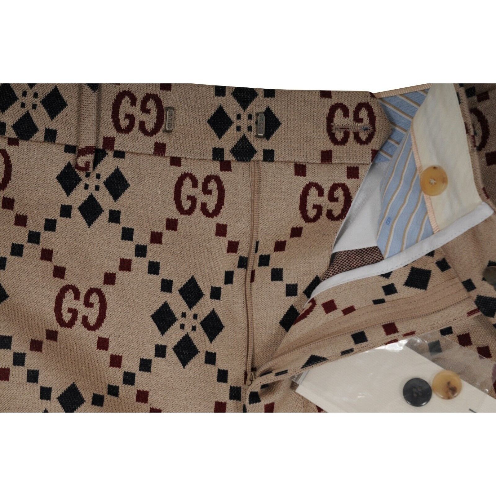 Gucci Bermuda Macro GG Logo Shorts Beige Green Size US 34 / EU 50 - 7 Thumbnail