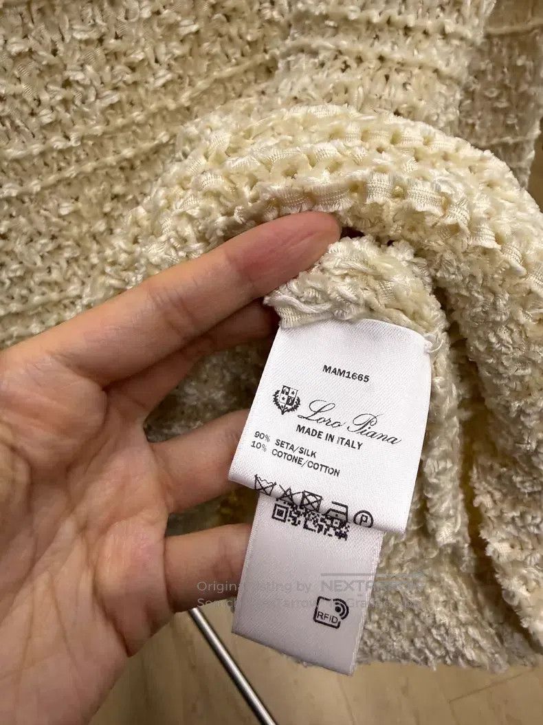 Loro Piana Loro Piana Milk White Coarse Knit Sweater - Silk Size S / US 4 / IT 40 - 4 Thumbnail